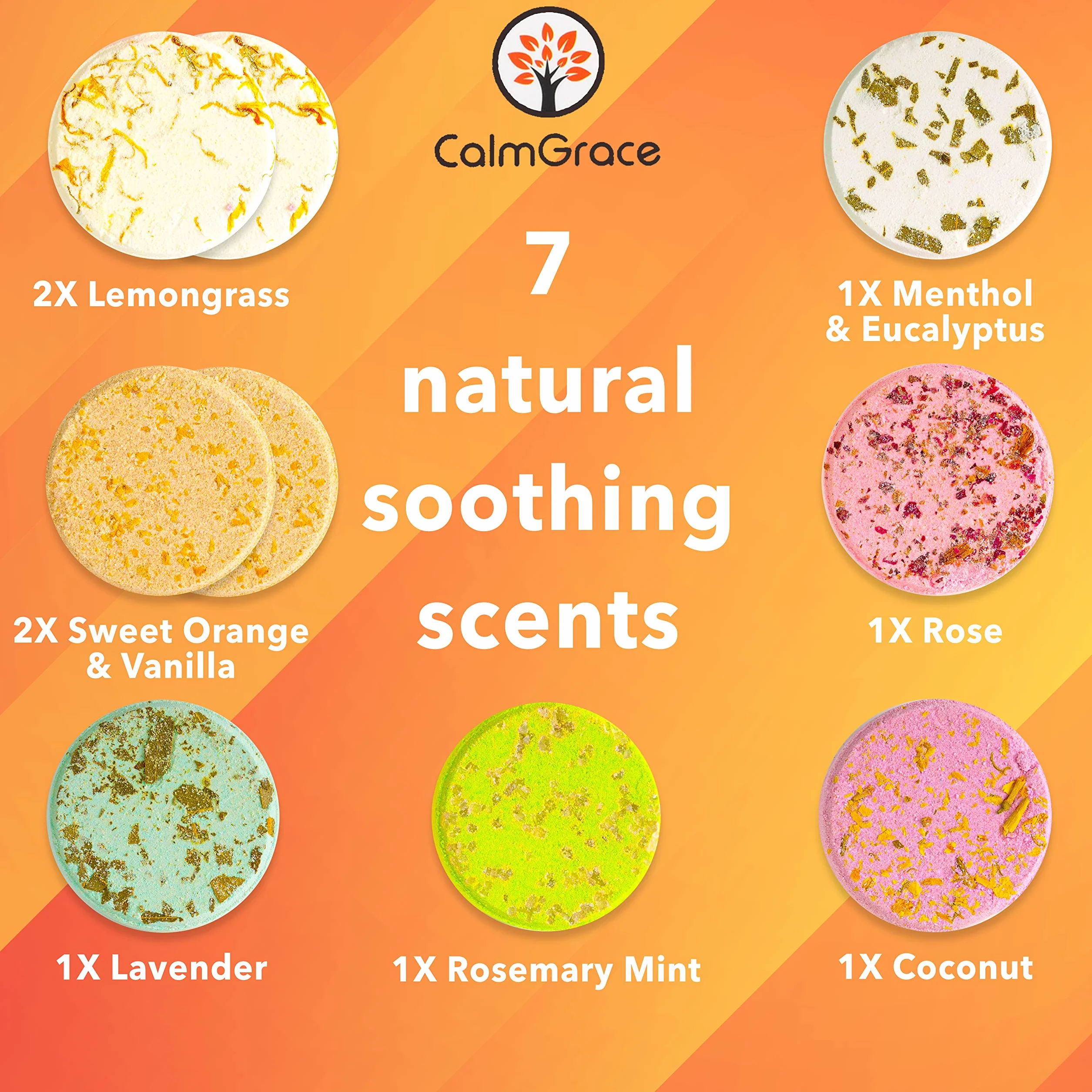 CalmGrace Ensemble de bombes de bain à vapeur, tablettes d'aromathérapie, set de 9 bombes de bain | Boules de bain pour femmes en cadeau pour Noël | Ensemble de diffuseur de vapeur pour la douche avec