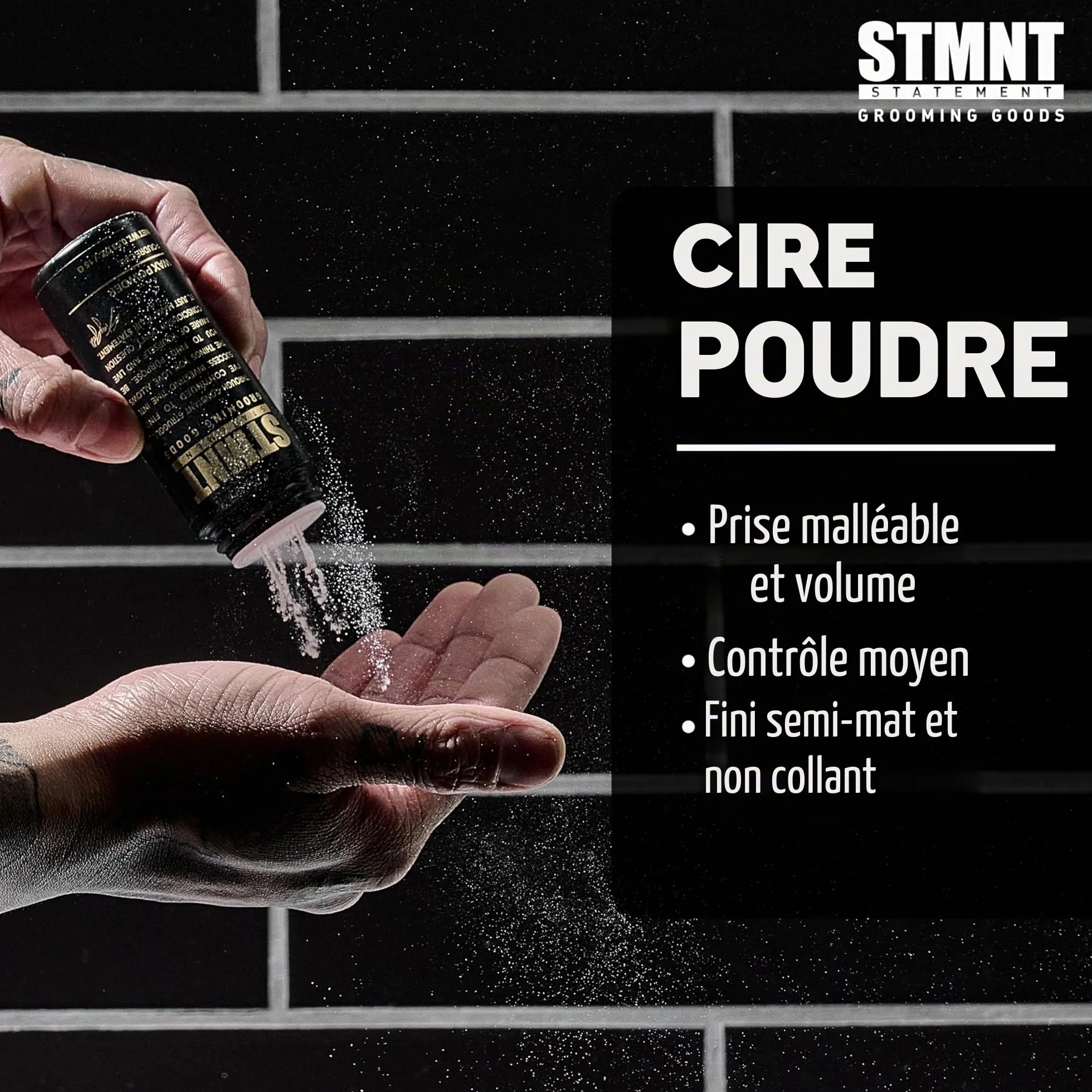 STMNT STATEMENT GROOMING GOODS Poudre de cire 15 g | Finition semi-mate | Adhérence et volume | Tenue moyenne | Facile à laver | Cheveux plus volumineux
