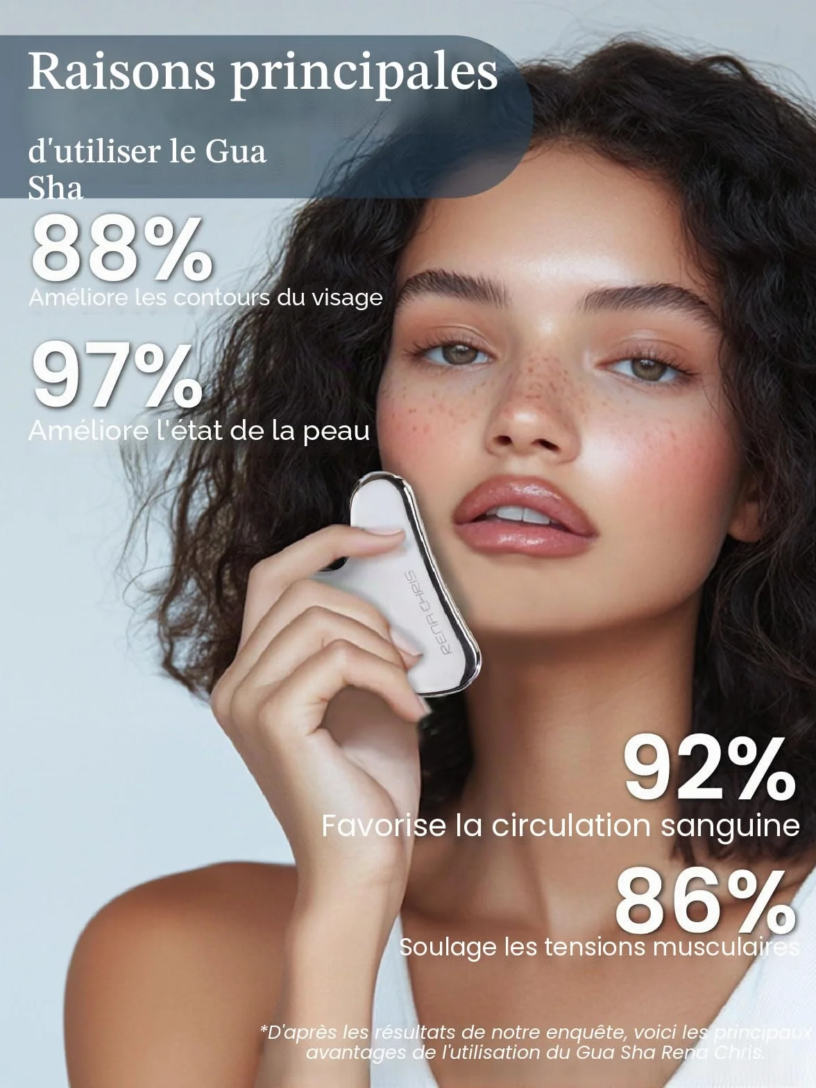 Rena Chris Gua Sha Visage Acier Inoxydable pour Sculpter la Ligne de la Mâchoire et Réduire les Poches