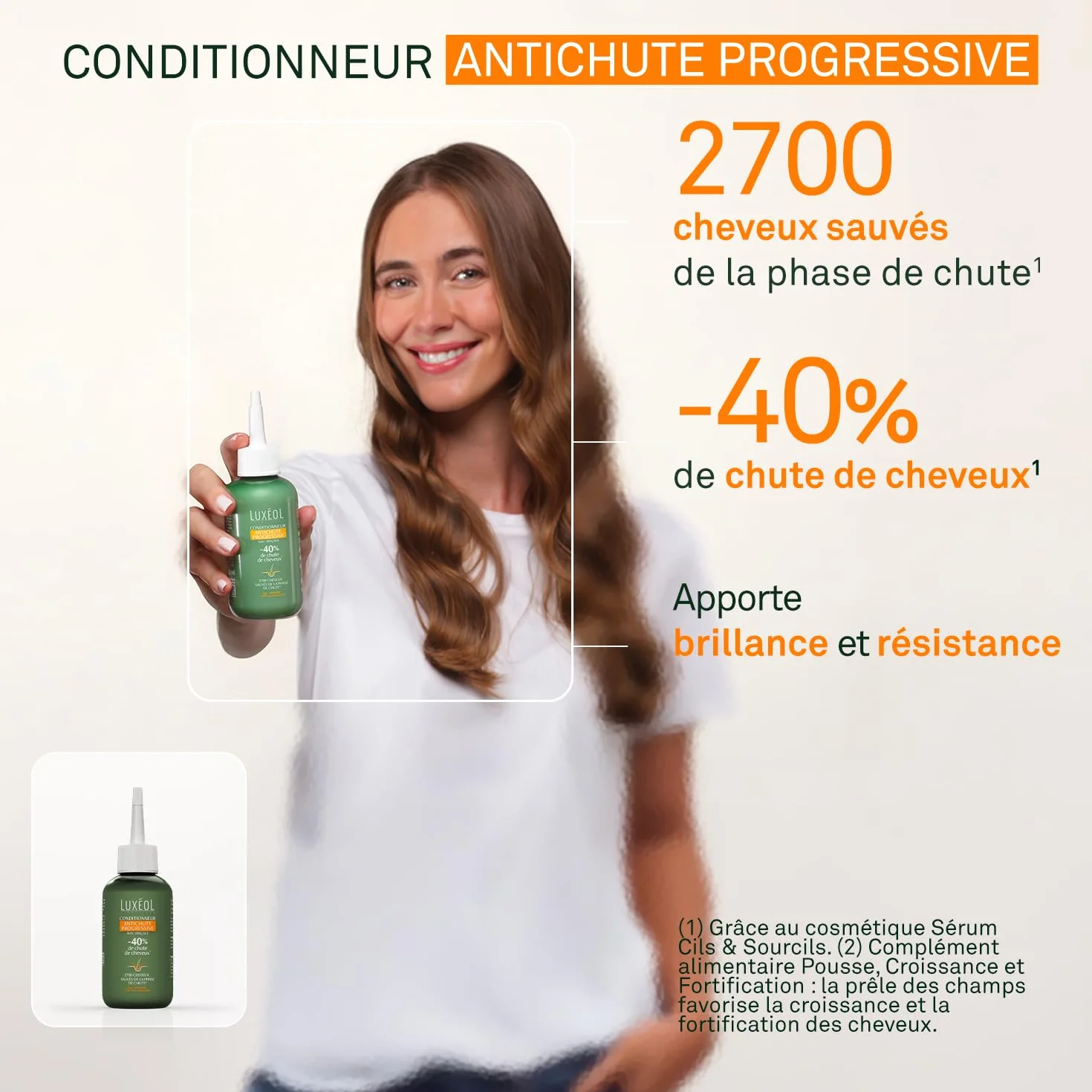 LUXÉOL Conditionneur Antichute Progressive 150ml - Soin Capillaire Réduit Chute Cheveux 40% 99% Ingrédients Origine Naturelle Brillance Résistance Fabriqué France