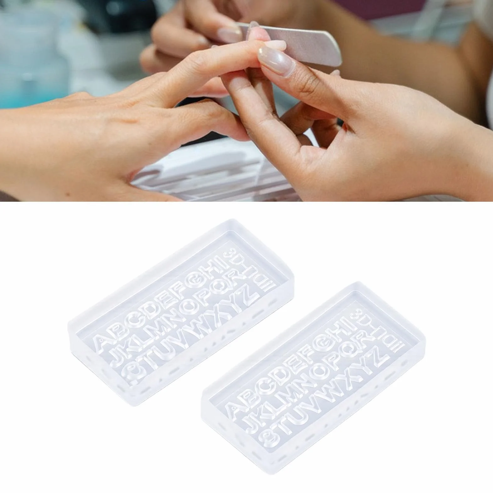 Sonew Moule en Silicone 3D pour Nail Art, 26 Lettres Alphabet, Résine Alimentaire Souple