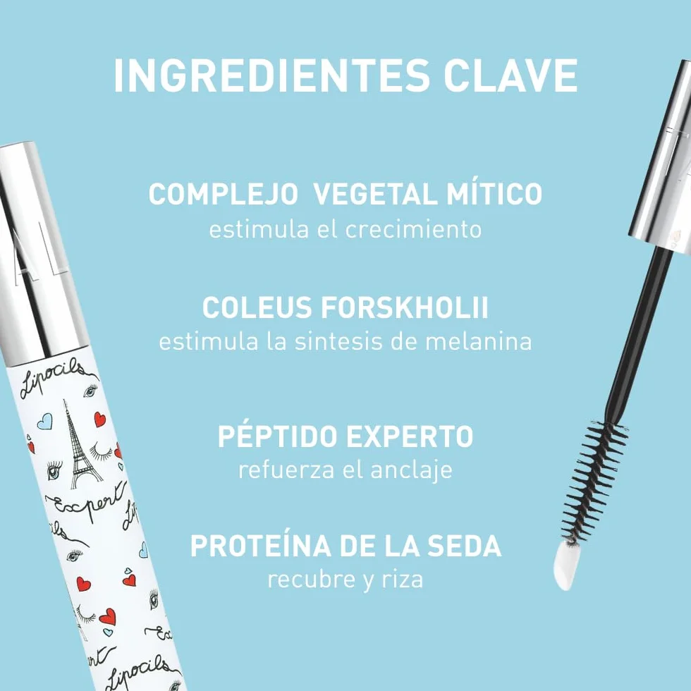 Lipocils Expert Collector - Talika - Gel booster de pousse et de pigmentation des cils - Soin naturel des cils - Édition Limitée Cils à la Française - Brosse + embout mousse - 10 ml