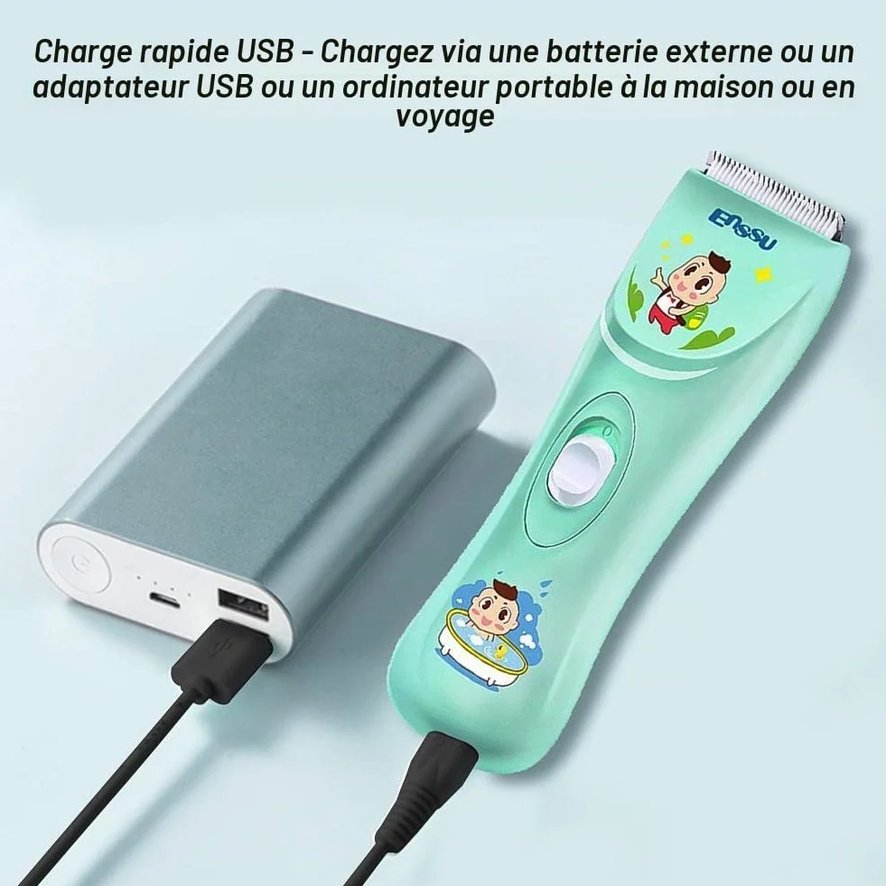 ENSSU Tondeuse à cheveux pour enfants rechargeable USB étanche sans fil avec peignes