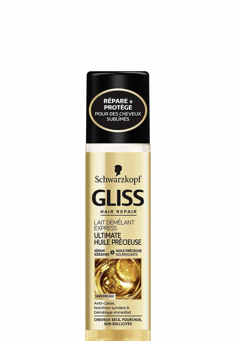 Schwarzkopf Lait démêlant express à l'huile précieuse nourrissante, cheveux secs, fourchus, sur-sollicités - Un flacon de 200ml