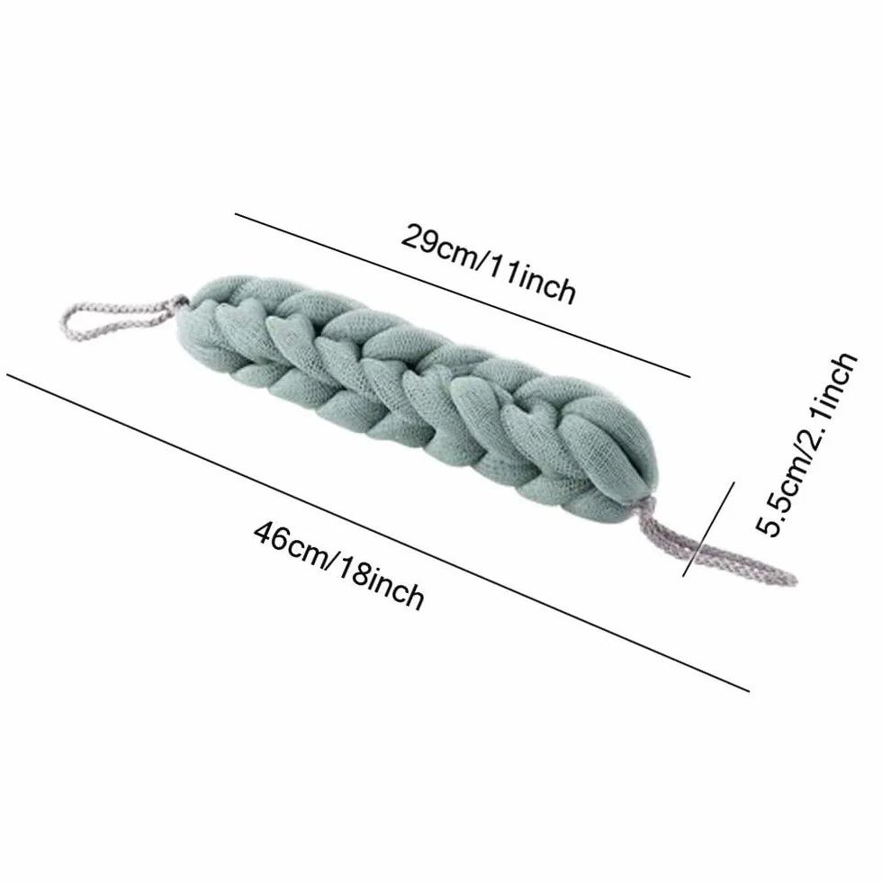 Eponge de Douche Maille 3 Pièces, Eponge de Bain Epurateur de Dos, Tresses Extensibles pour Gommage Corps