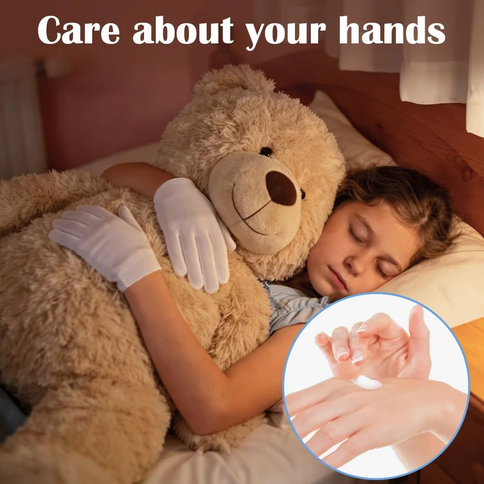 Gants Hydratants Enfants 3 Paires Coton Blanc Lavables Machine Protection Eczéma Mains Sèches Traitement Spa