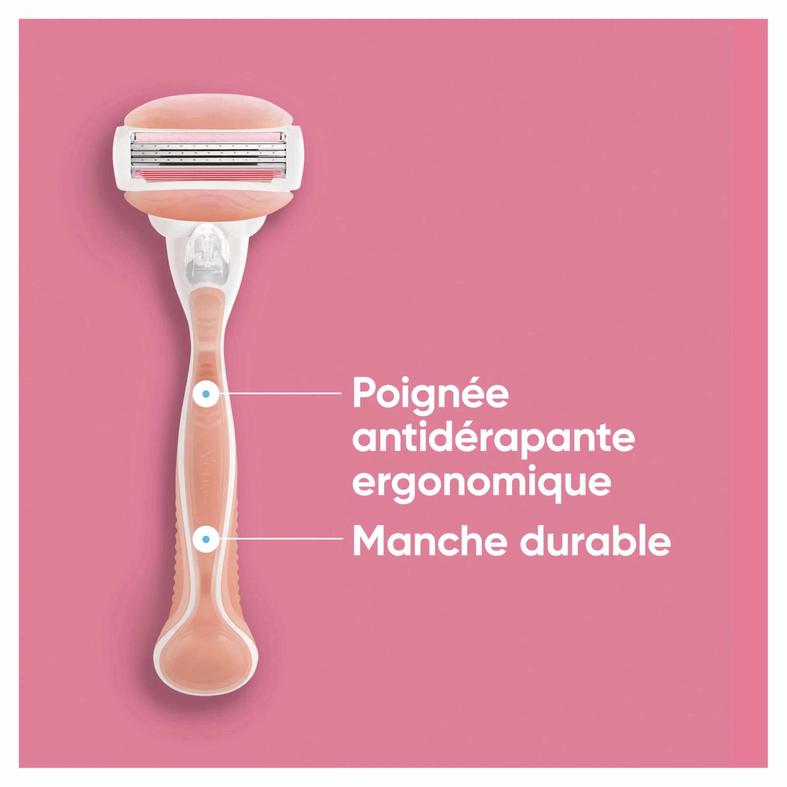 Gillette Venus Rasoir Femme ComfortGlide Spa Breeze 2 Recharges Rose Manche Réutilisable Cartouche 3 Lames Acier Inoxydable Barres Parfum Thé Blanc 2-en-1 Mousse Rase