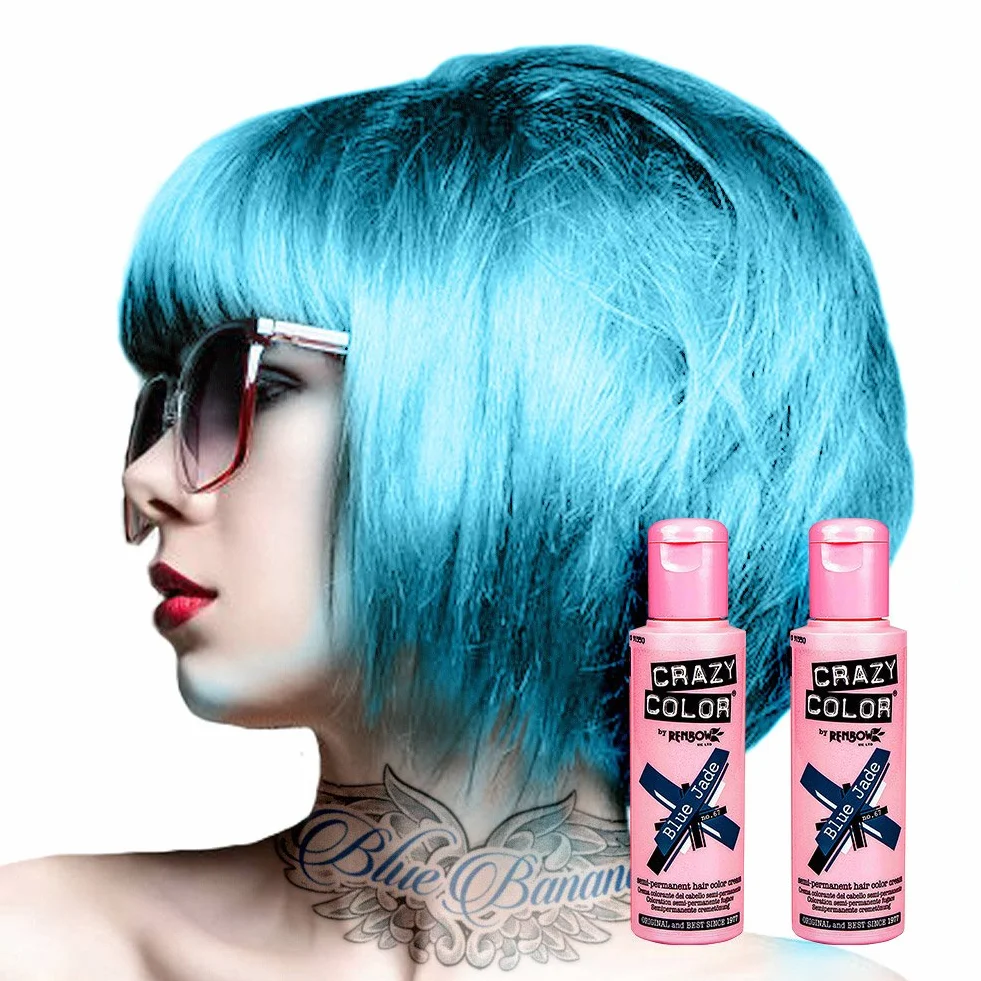 Crazy Color Lot de 2 colorations semi-permanentes pour cheveux 100 ml (jade bleu)