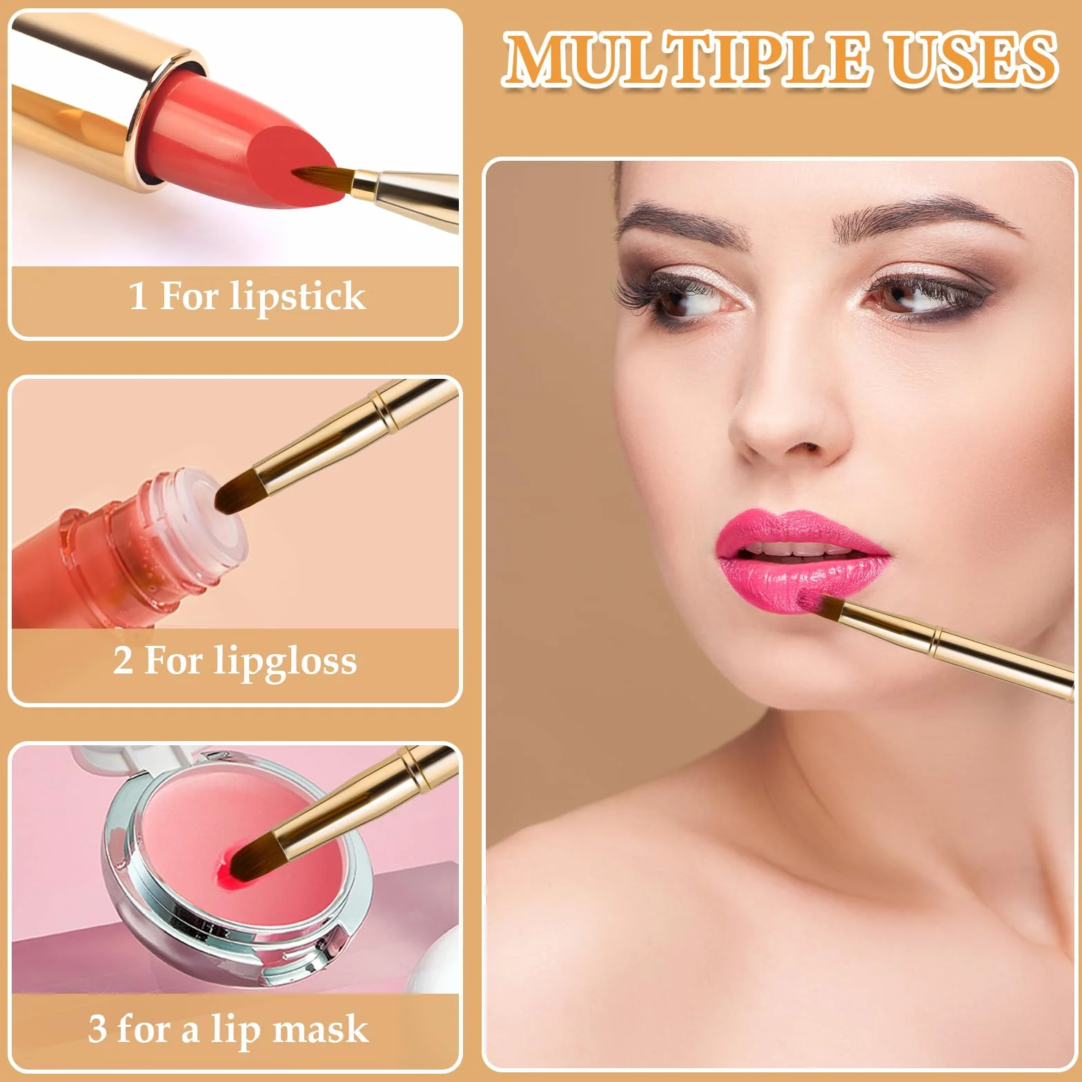 Abeillo Pinceau à Lèvres Rétractable Double Extrémité Anti-Cernes Maquillage Outil Contour