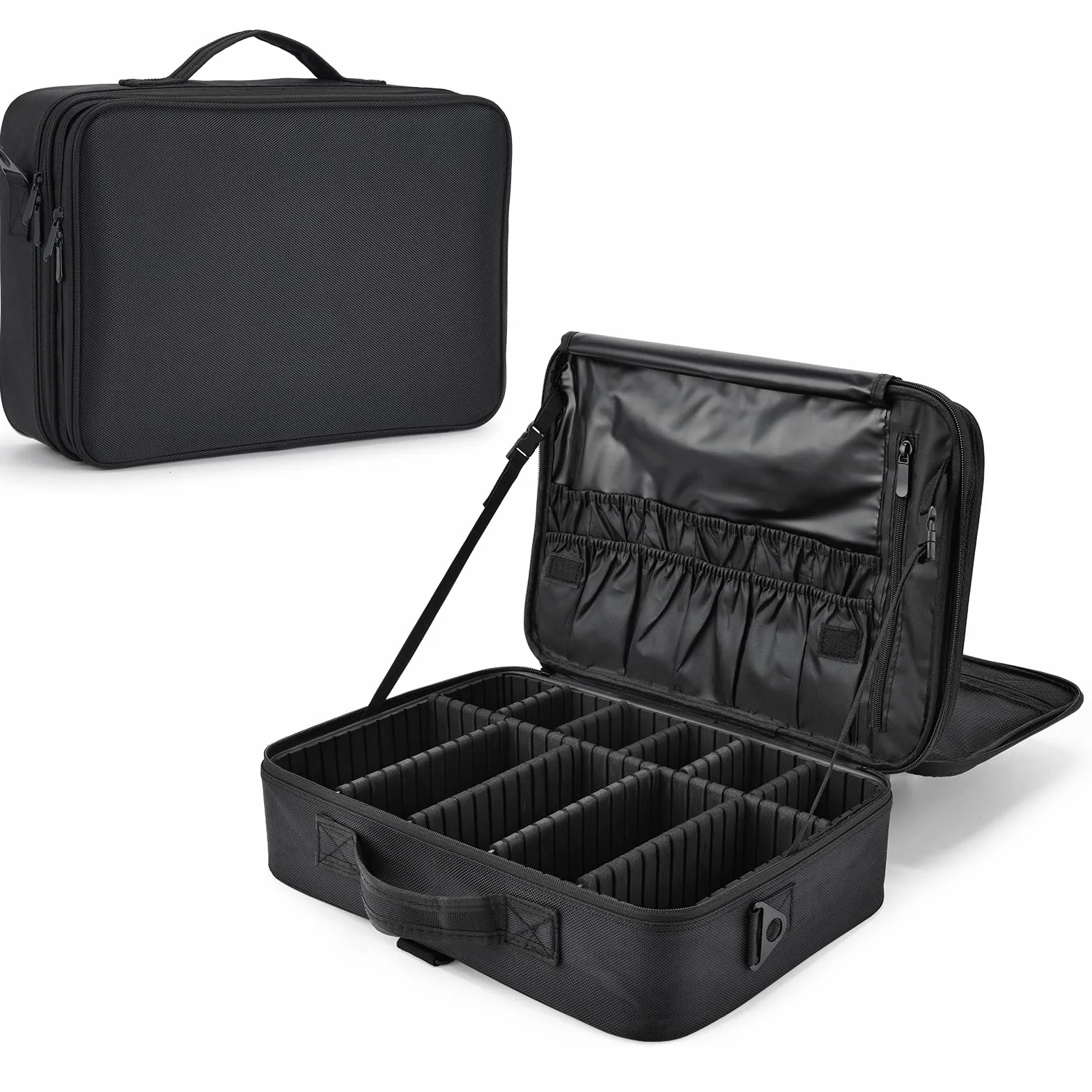 Trousse Maquillage Professionnel Grande Sac de Maquillage Femme Noir foncé