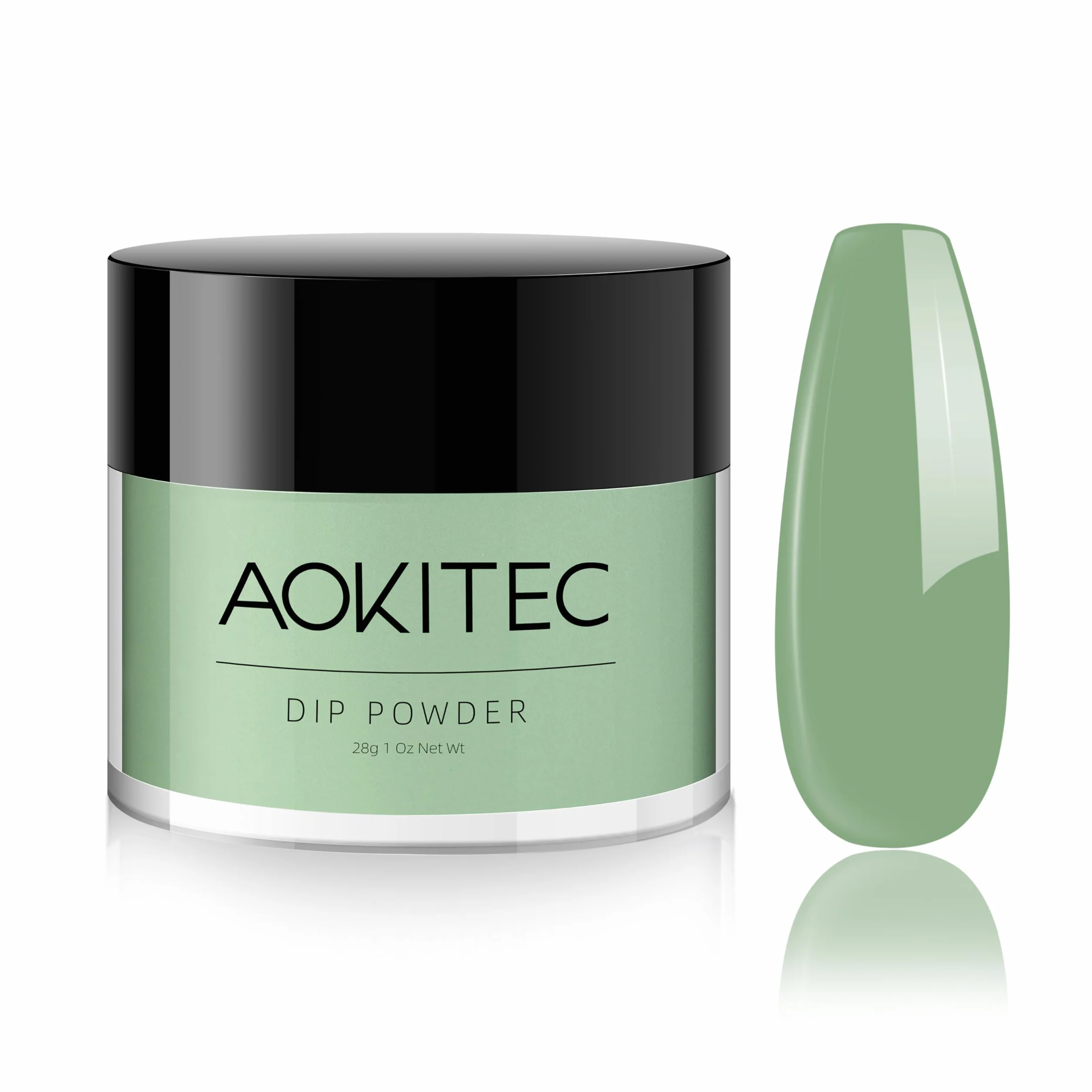 Aokitec Dip Powder 28g Vert Pastel, Poudre à Tremper Acrylique Nail Art Français Longue Durée