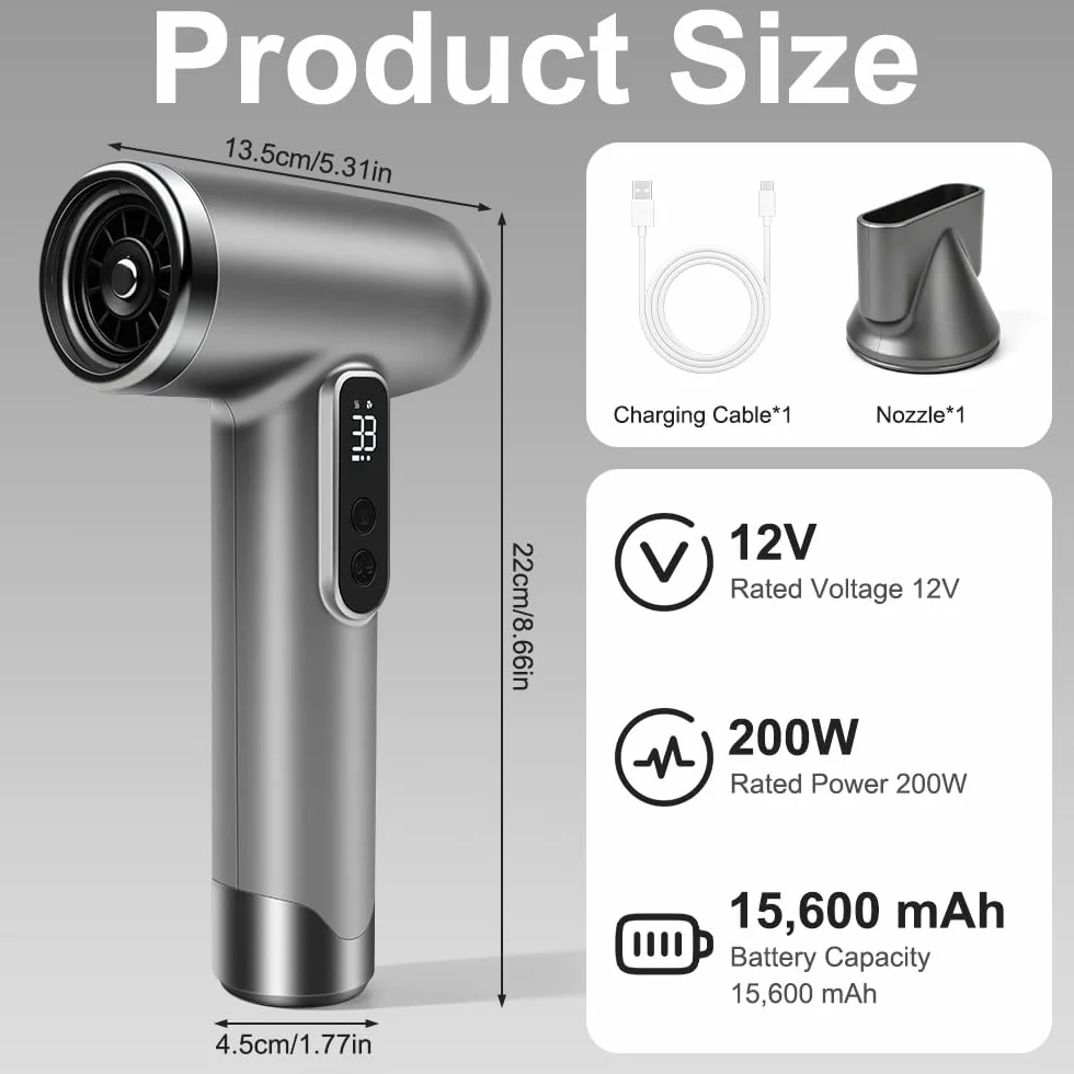 Seche Cheveux Sans Fil Rechargeable, Sèche-Cheveux Sans Fil avec 3 Températures et 3 Vitesses, Rechargeable Sèche Cheveux Sans Fil, Mini Seche Cheveux Sur Batterie pour Camping Voyage