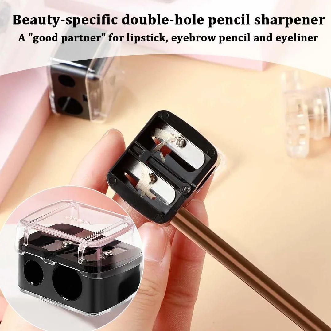 Taille-crayon Universel pour Maquillage 2 Pièces, Cosmétique pour Crayons à Sourcils, Lèvres, Eyeliner