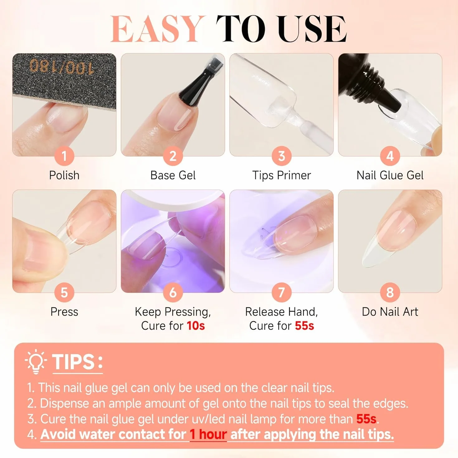 UNA GELLA Colle Faux Ongles Gel Solide 40ml Super Forte UV LED Soak Off