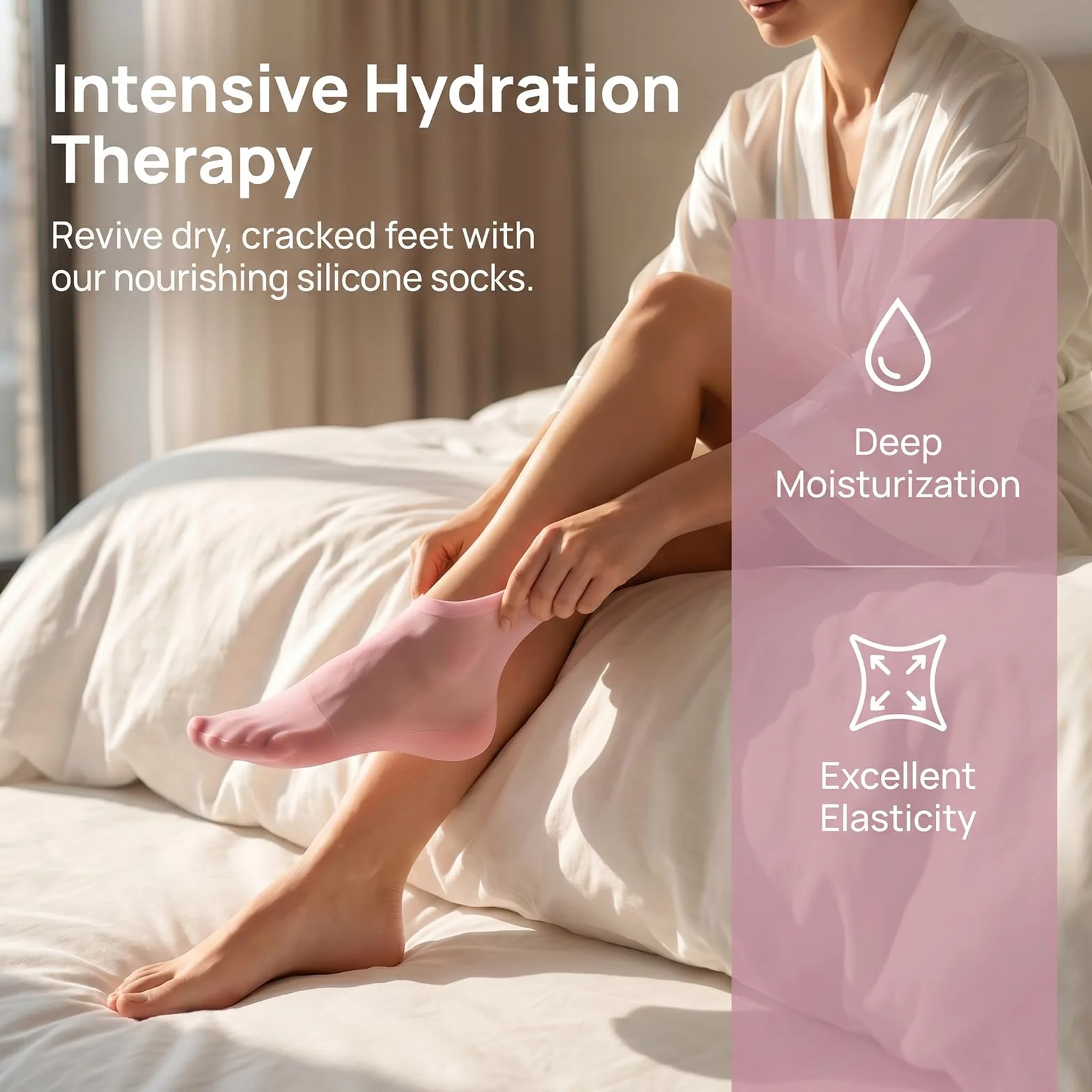 Chaussettes et Gants Hydratants en Silicone 4 Pièces Soin des Mains et Pieds Calleux Secs
