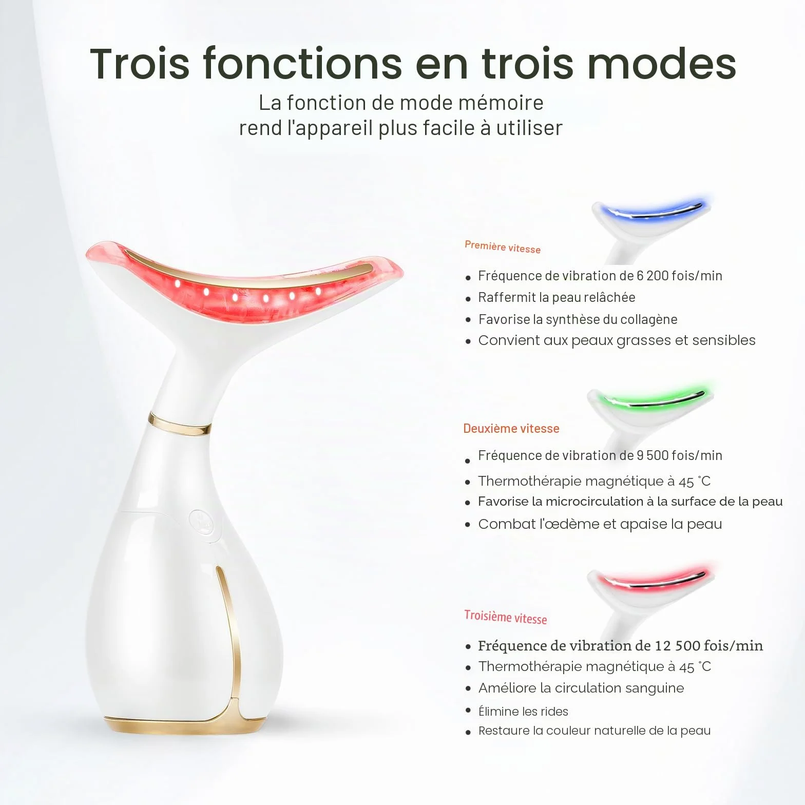 Ms.W Appareil Anti-Rides et Lifting Visage, Massage et Soin Anti-âge, Tonification et Raffermissement du Cou, Réduction des Pores, Rechargeable