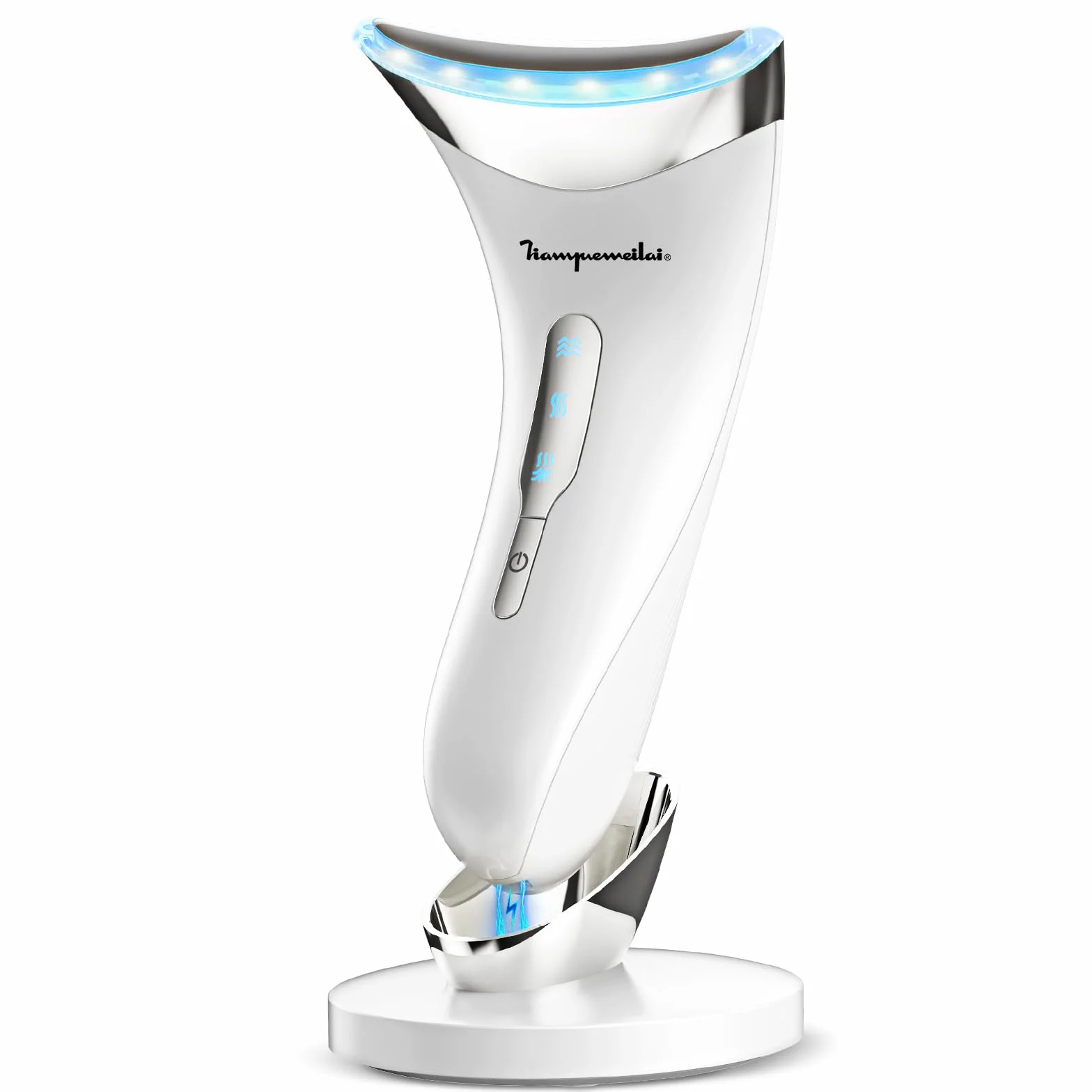 Appareil Massage Visage Anti Rides: Masseur Facial Double Menton de Beauté Electrique avec Lifting EMS Massage Thermique à 45℃ - 3 Modes LED Appareil de Beauté - Raffermissement du Visage et du Cou