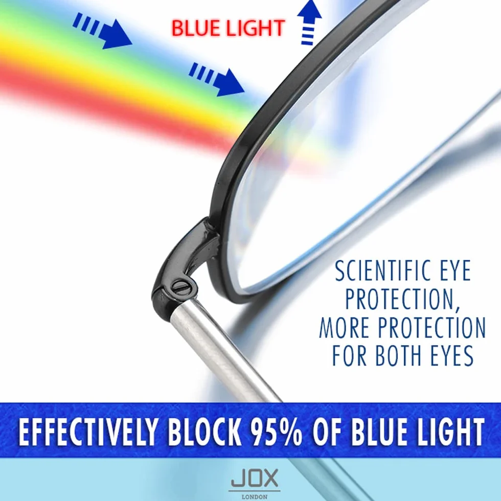 JOX Lunettes de lecture pliantes anti-lumière bleue avec étui compactes homme femme Gun Metal