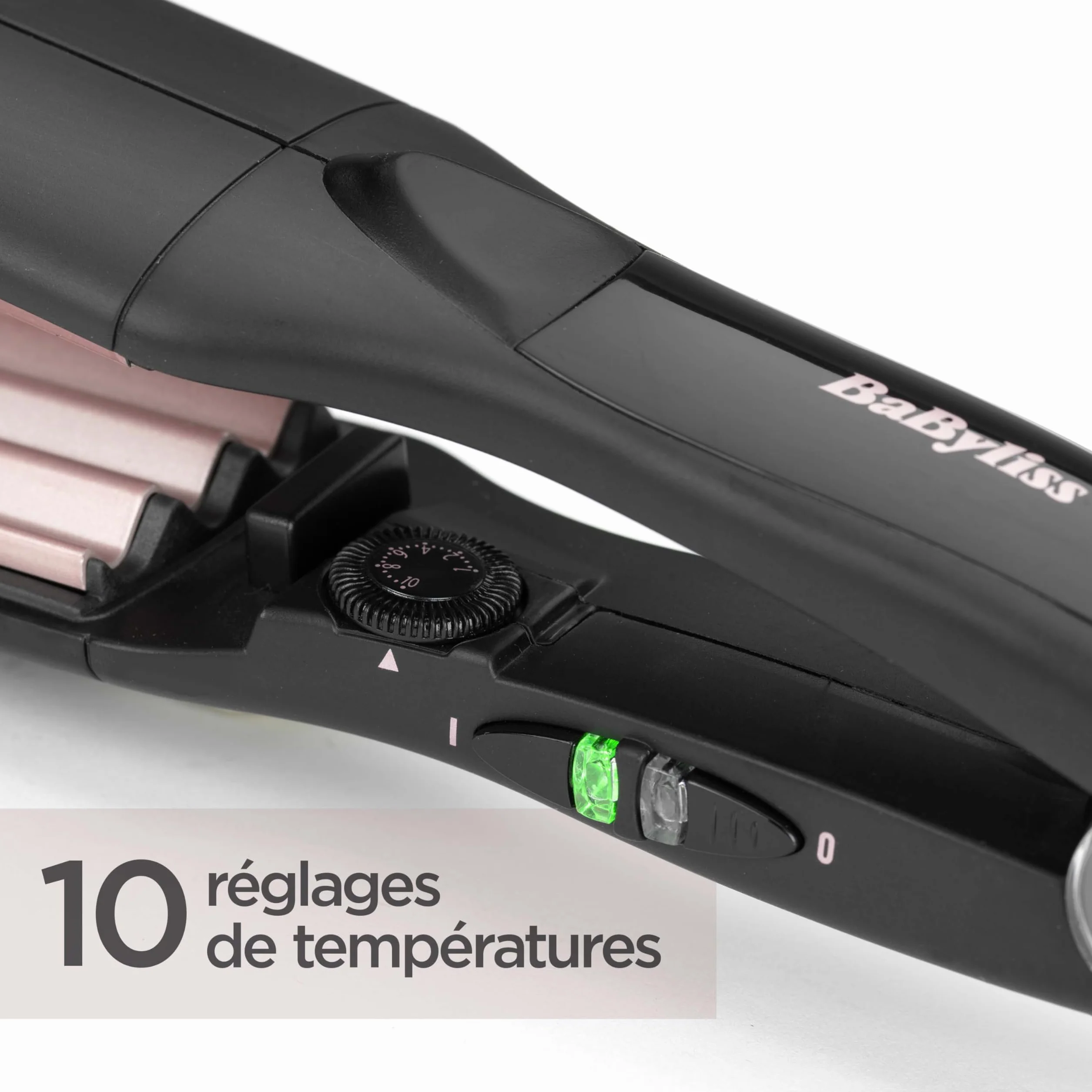 BaByliss Fer à gaufrer Crimper - Revêtement Tourmaline-céramique, 10 réglages de température jusqu'à 210°C, appareil de coiffure professionnel, Noir, 2165CE