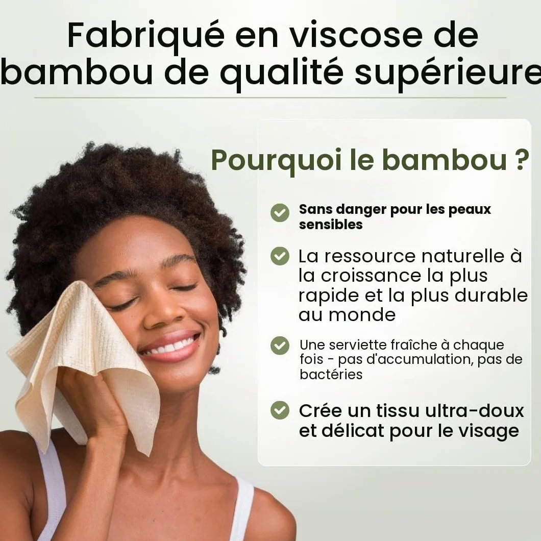 Clean Skin Club Bamboo Viscose Clean Towels XL lingettes visage 100% biosourcées USDA jetables démaquillantes 50 unités