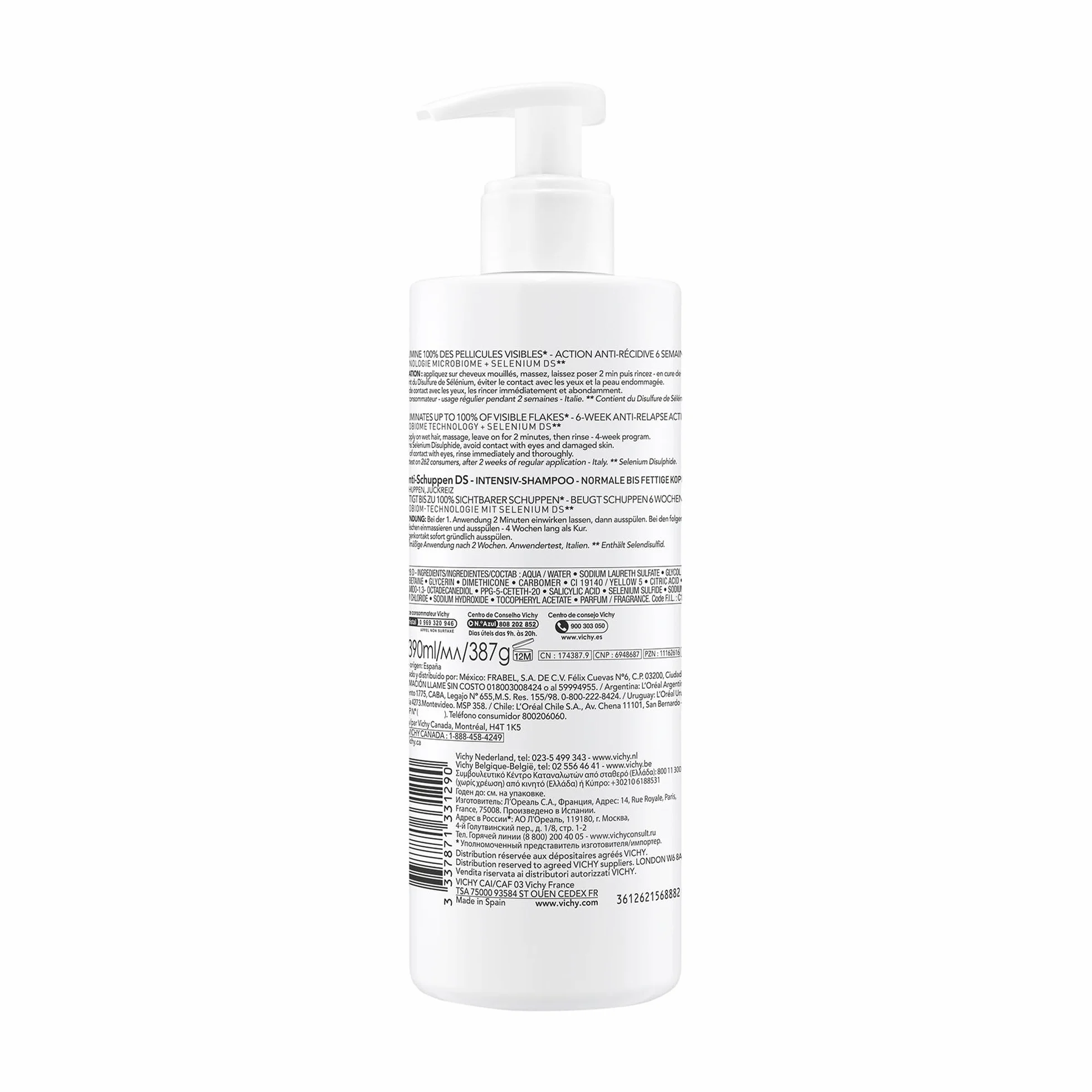 VICHY DERCOS Shampooing Anti-Pelliculaire DS Cheveux Normaux à Gras 390 ml