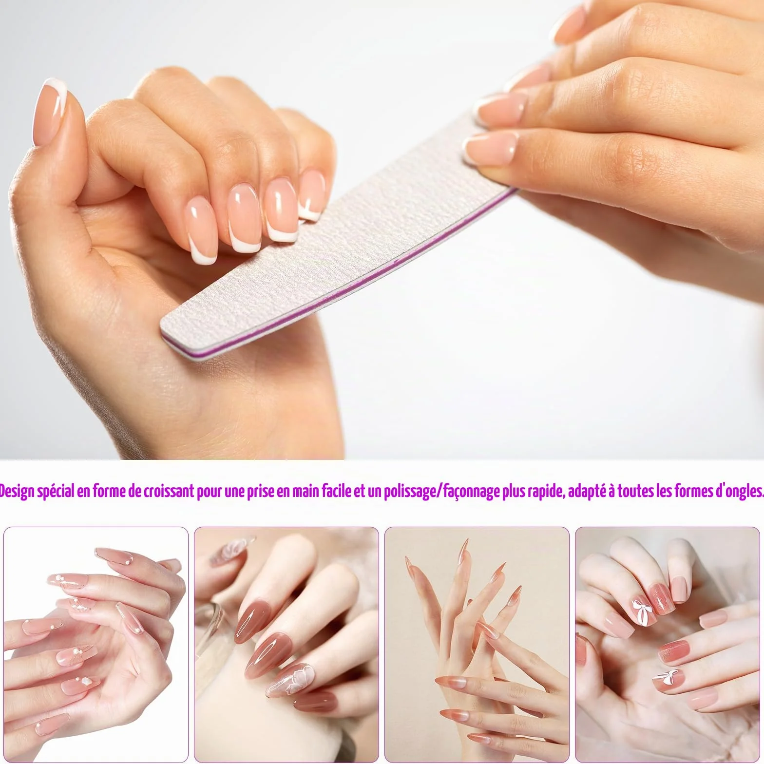 Lime à Ongles Professionnelle 100/180 Double Face Lavable 50 Pcs