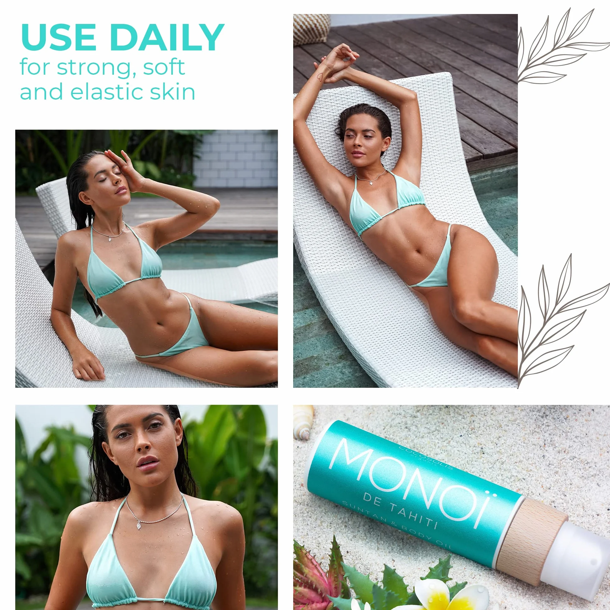 COCOSOLIS MONOI Accélérateur de bronzage Huile de bronzage bio vitamine E huile de monoï Tahiti bronzage rapide intensif chocolat (110)