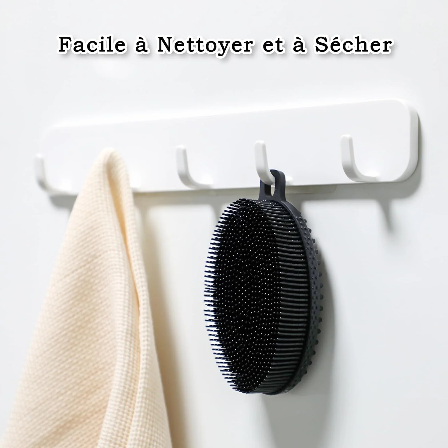 FREATECH Brosse Corps Silicone 2 Faces Bain Douche Exfoliation Massage Noir