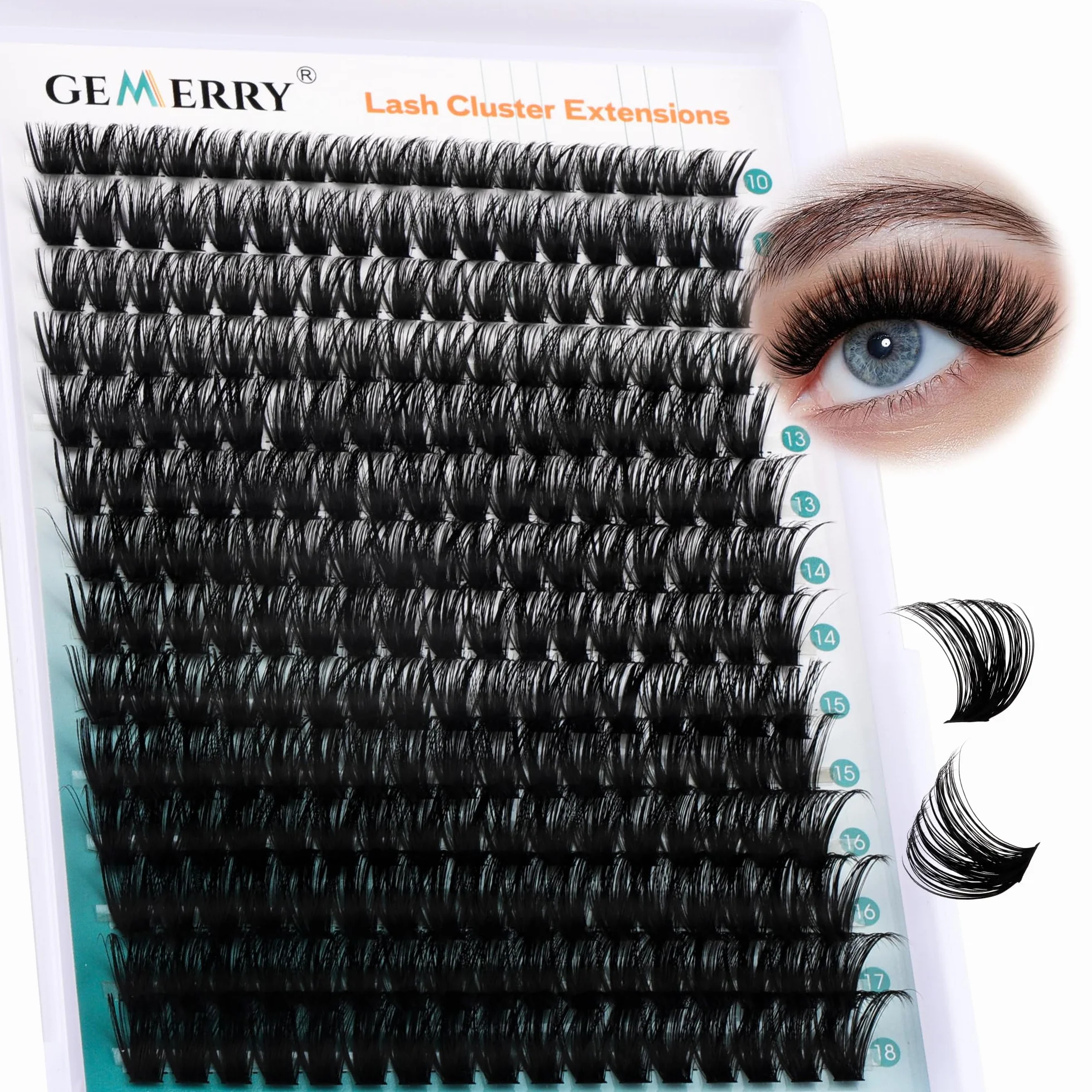 GEMERRY Faux Cils Bouquet Extension Cils Cluster Volume Russe DIY 80D 0.07mm D Curl 10-18mm Soie