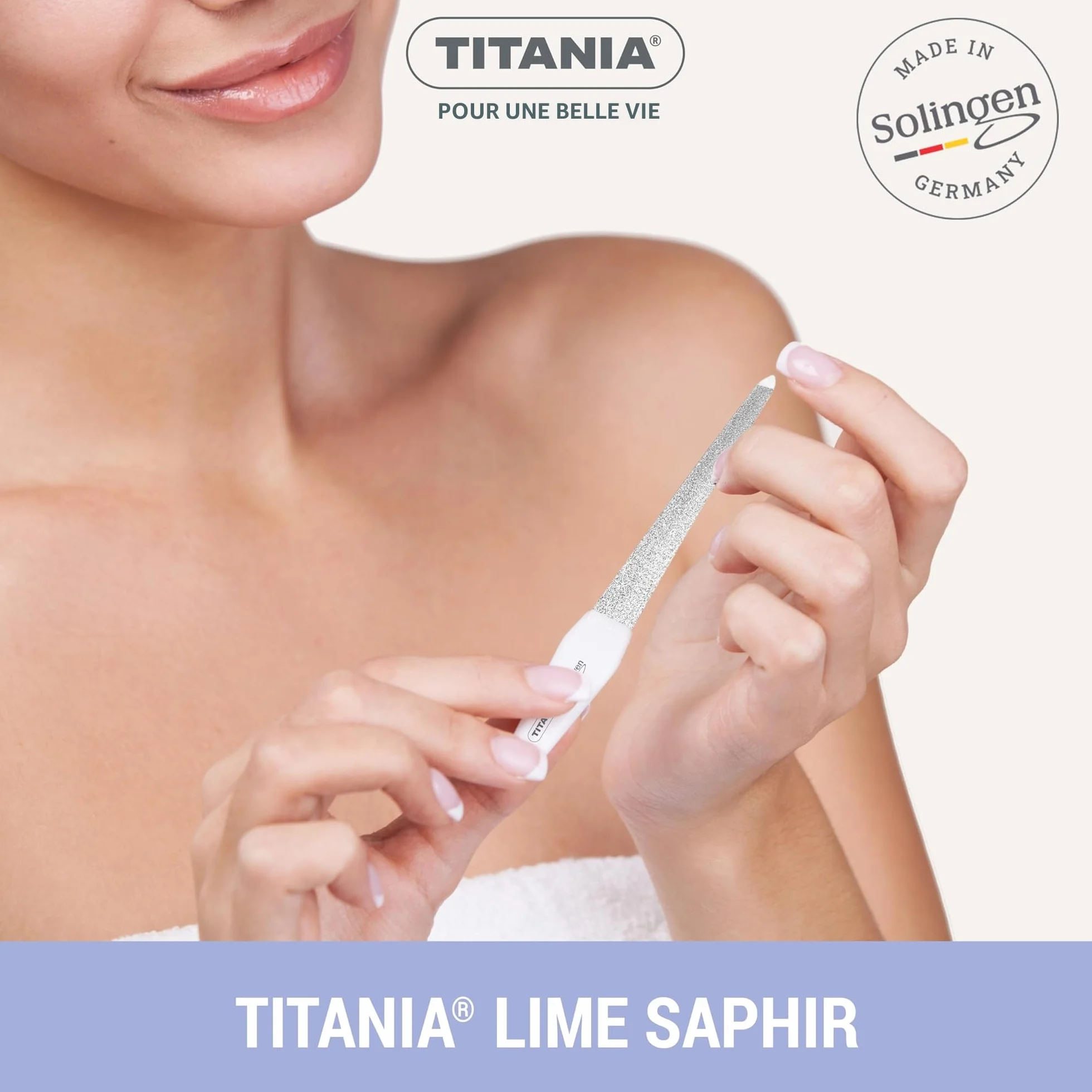 TITANIA Solingen Lot de 4 limes à ongles saphir 12/15/17/20 cm professionnelles manucure pédicure