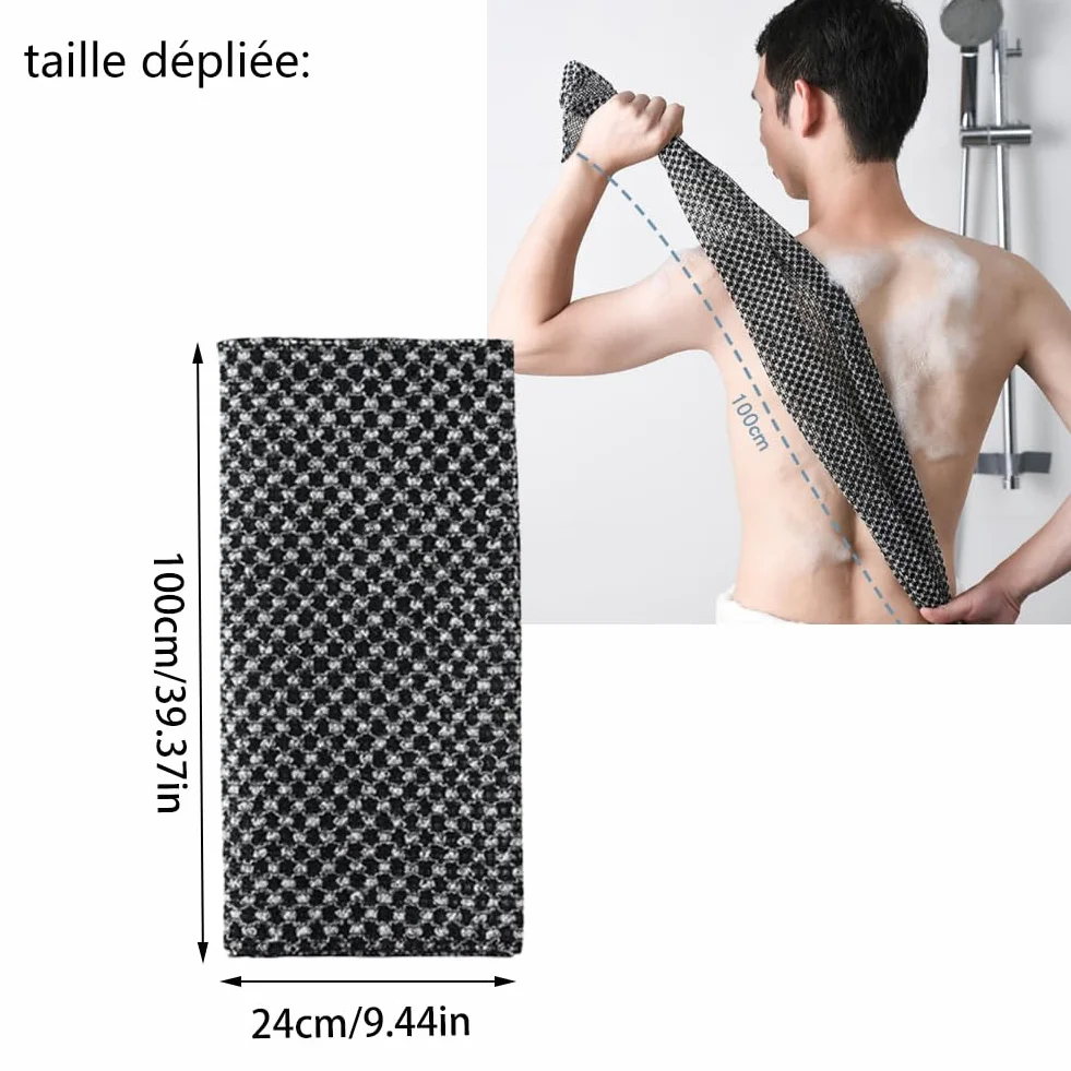 Serviette De Douche Exfoliante Ecovia, Fibres De Bambou Et Charbon Actif, Séchage Rapide