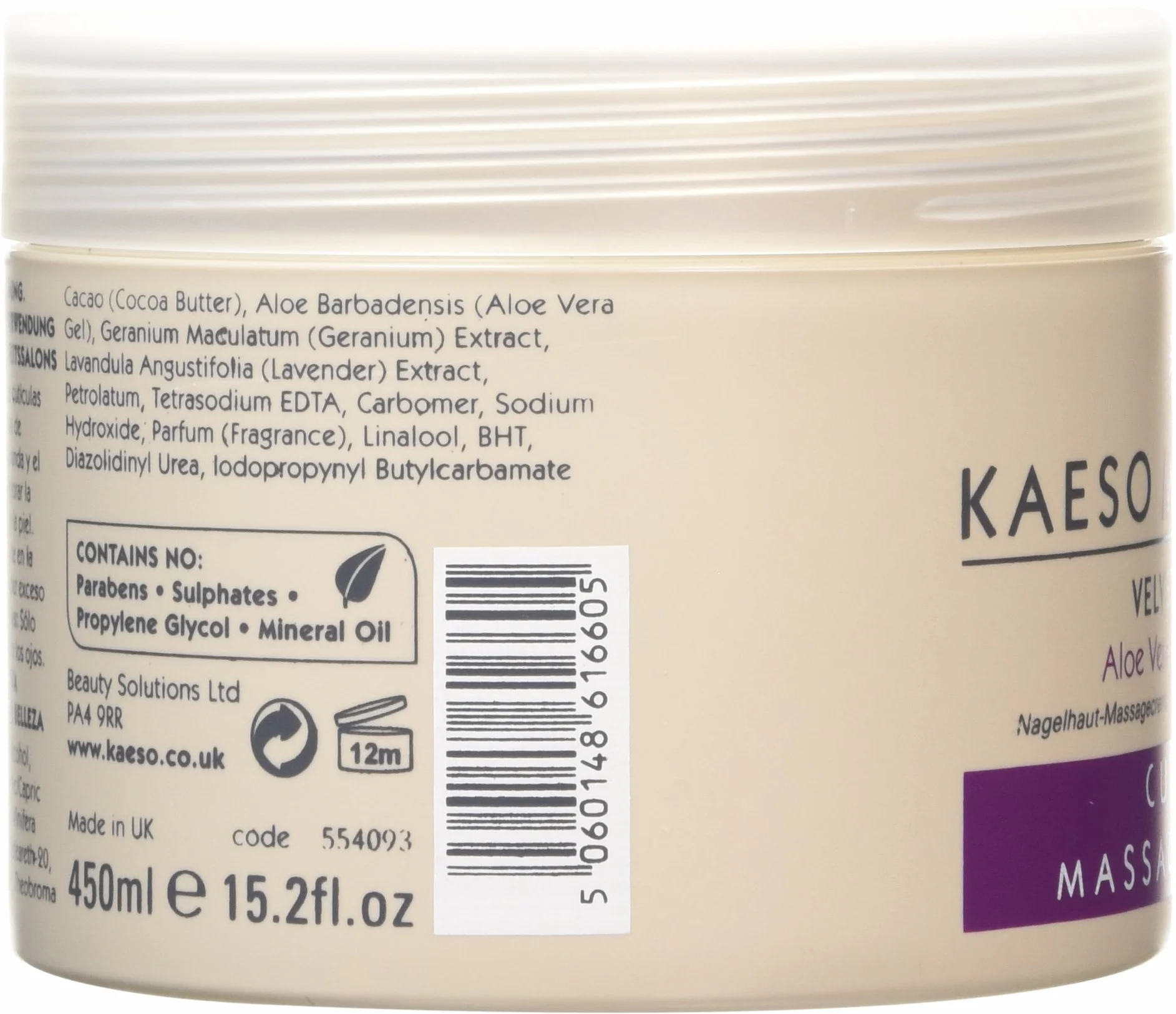 Kaeso Velvet Touch Cuticle Massage Cream 450 ml