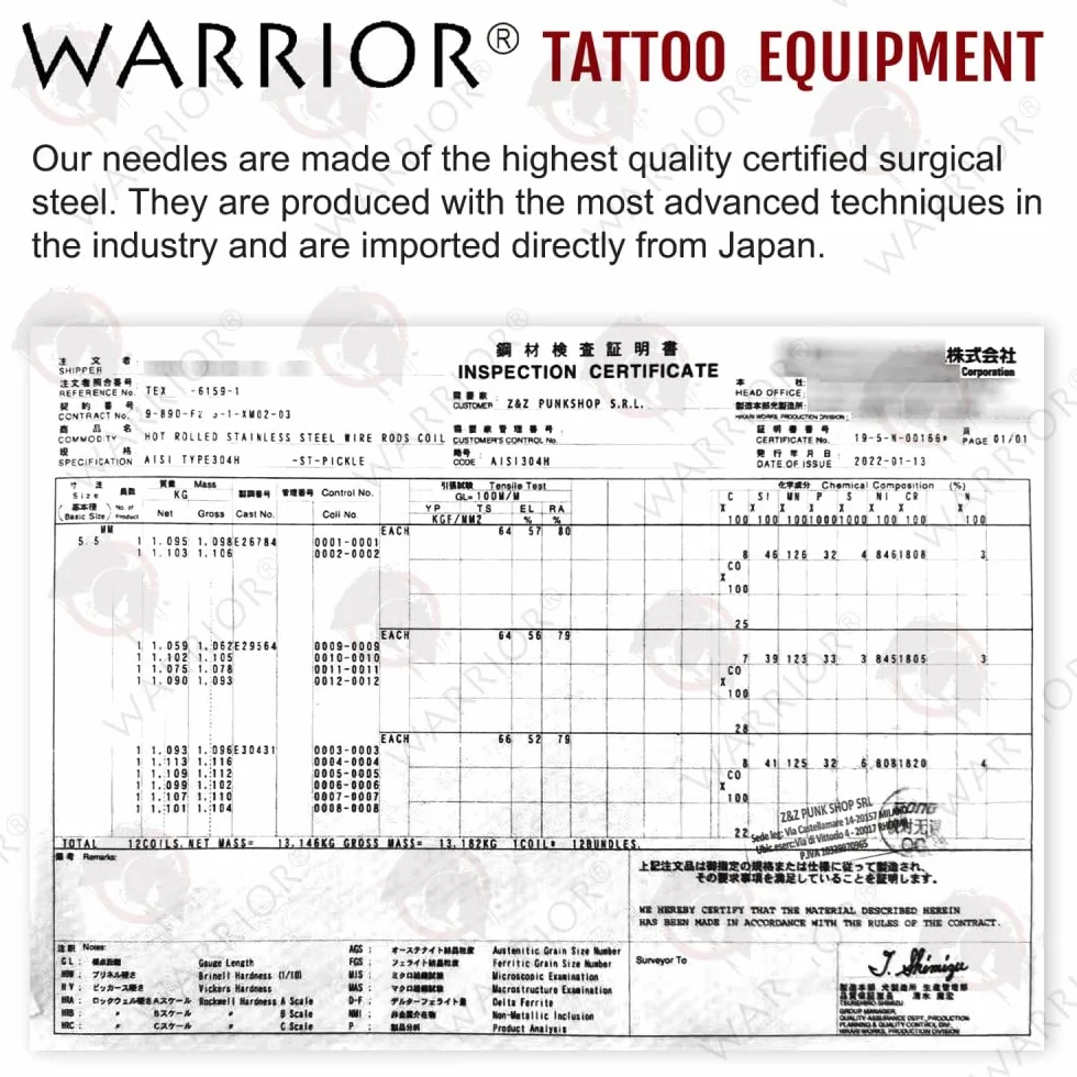 WARRIOR Cartouches aiguilles tatouage professionnelles Curve Magnum 20pcs acier chirurgical 0.30 mm