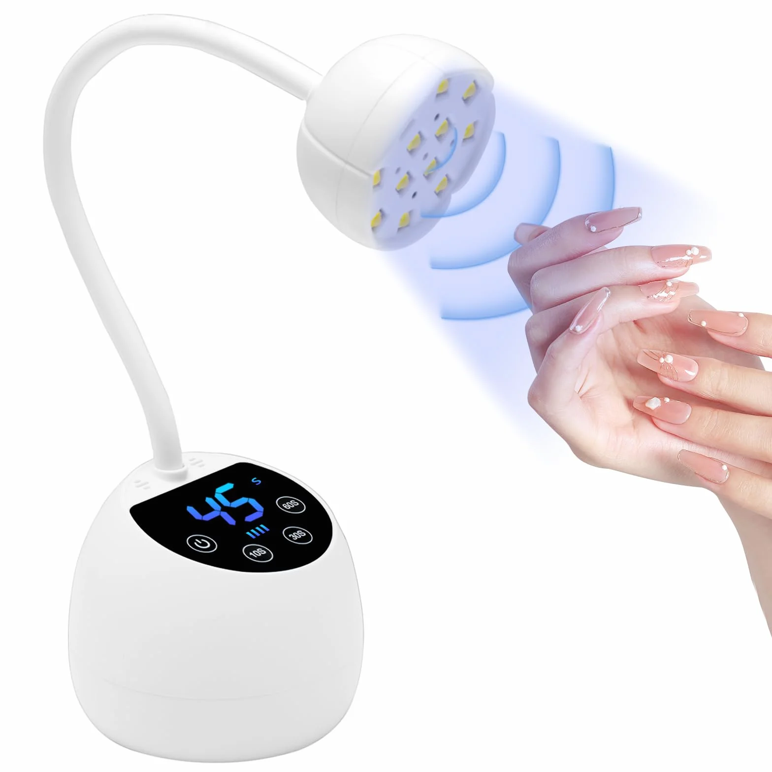 CGBE Mini Lampe UV Ongles Gel avec Capteur Automatique Intelligent et Écran LCD, 12 Perles LED Mini Lampe UV avec 4 Modes de Minuterie, 36W Portable Sèche-Ongles pour Salon et Maison