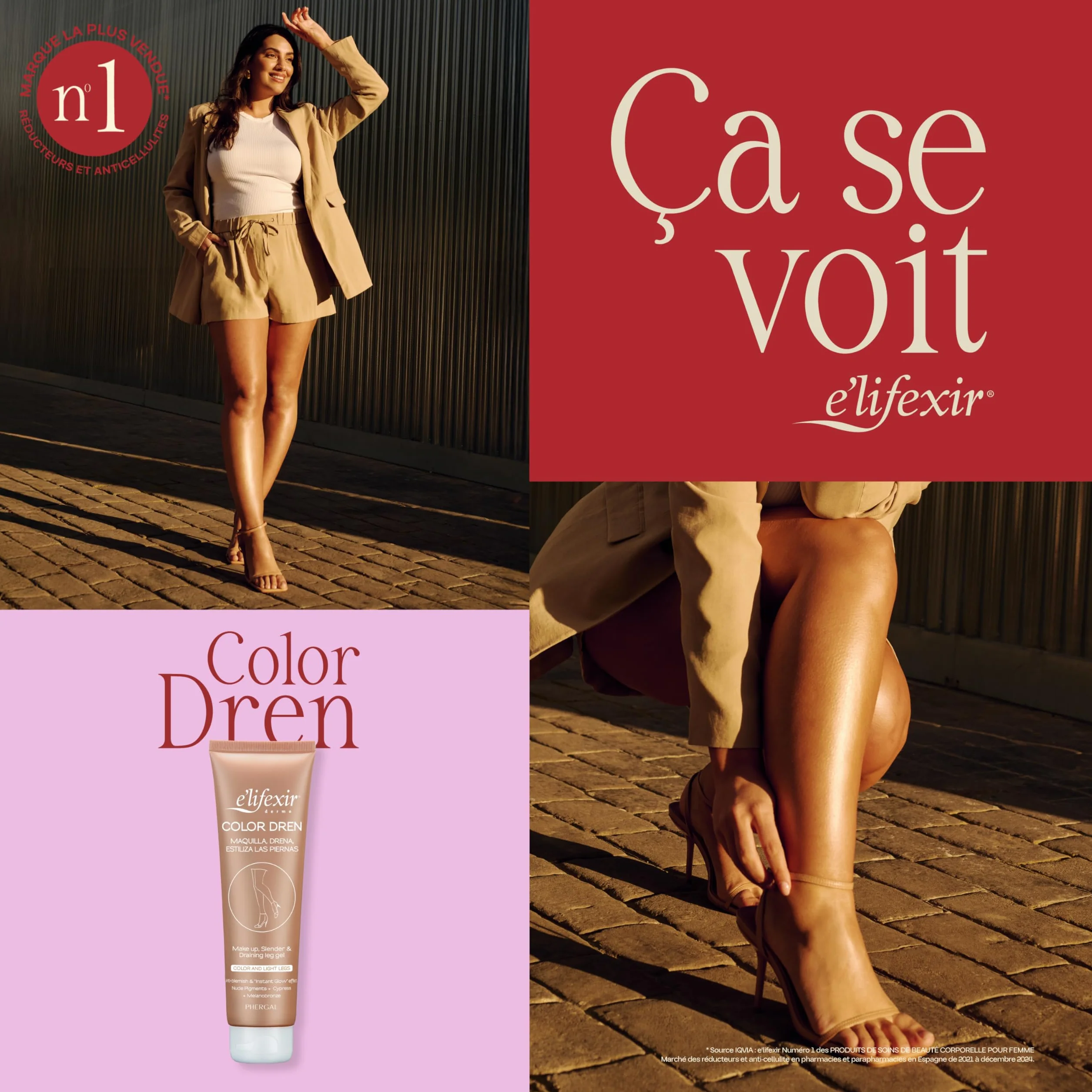 E'LIFEXIR Color Dren Maquillage pour Jambes Bronzé Crème Effet Collants Invisibles 150 ml