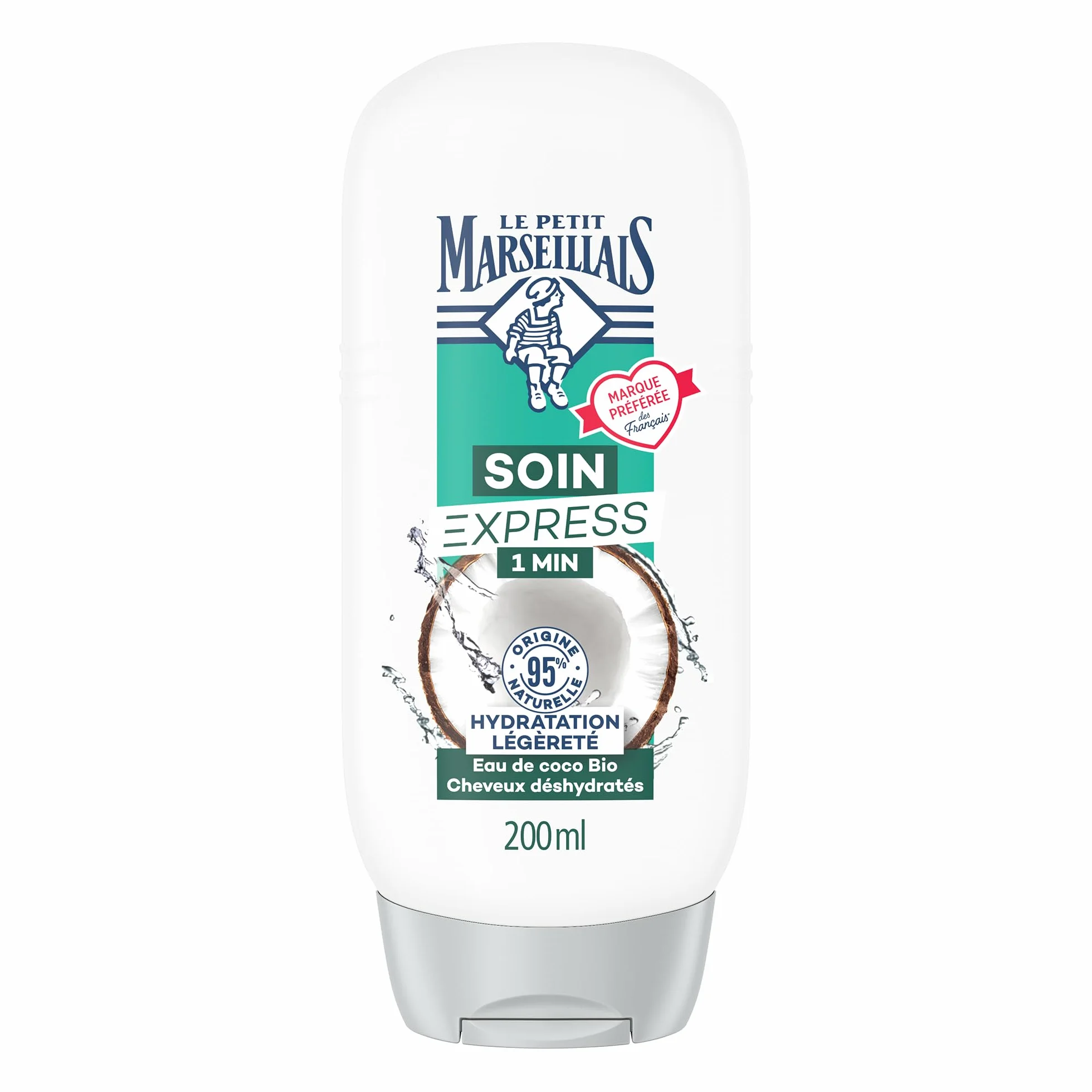 Le Petit Marseillais Après-shampooing Soin Express 1 Min Hydratation Légèreté Eau de Coco Bio 200 ml