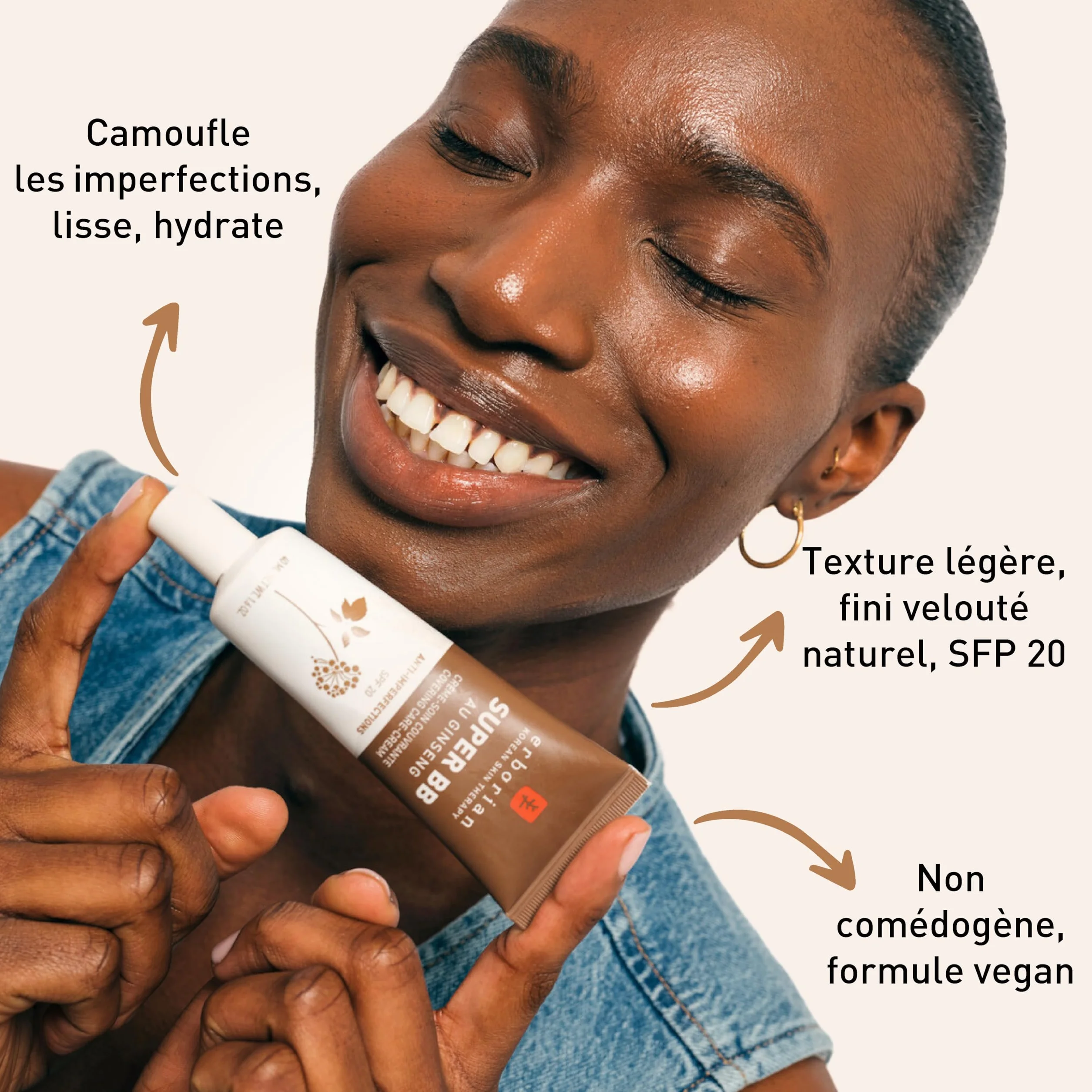 Erborian Super BB Crème au Ginseng Soin du Visage Teinté Haute Couvrance SPF 20 Cosmétique Coréen
