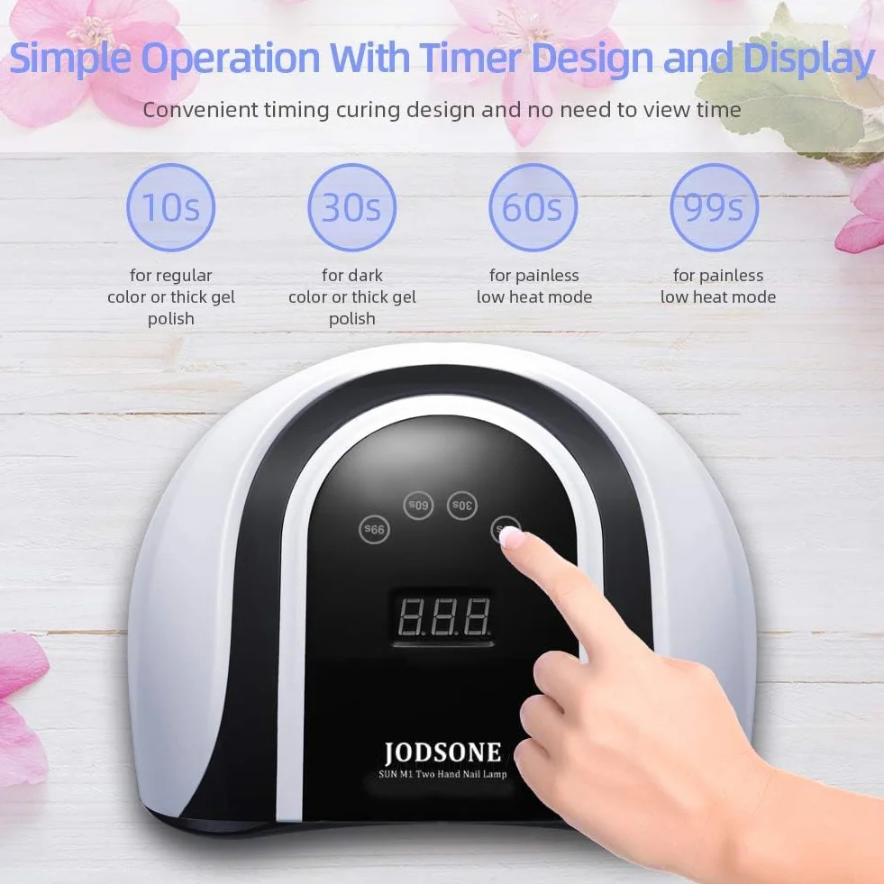 JODSONE Lampe UV LED 120 W pour ongles en gel, avec 54 perles lumineuses, séchage rapide du vernis à ongles, idéale pour un usage en salon ou à la maison, noire