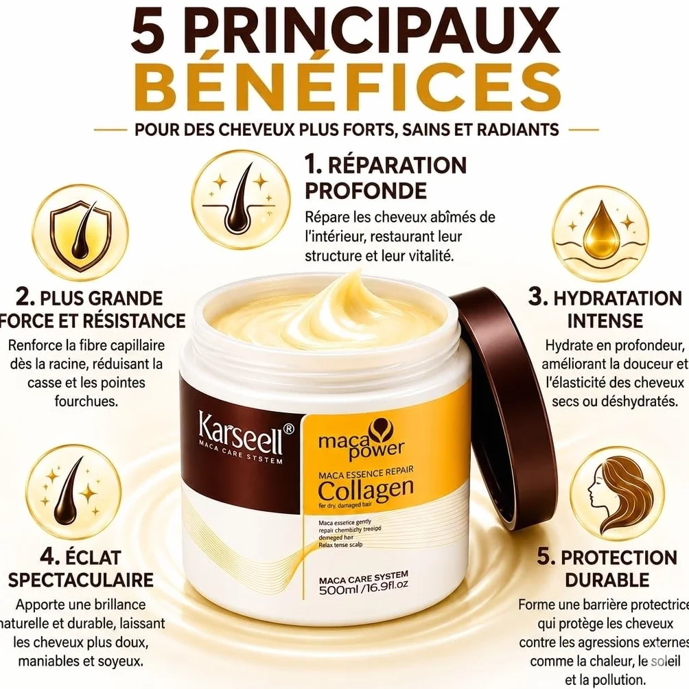 Karseell MACA CARE SYSTEM Masque Cheveux Professionnel Collagène 500ml