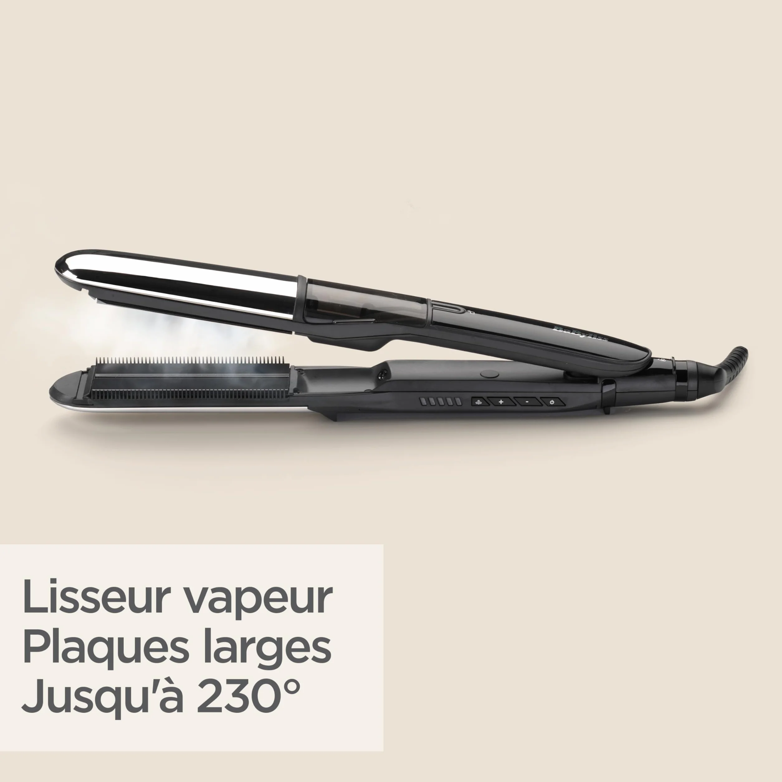 BaByliss ST496E Lisseur vapeur Steam Shine plaques XL tourmaline-céramique ionique anti-frizz cheveux brillants