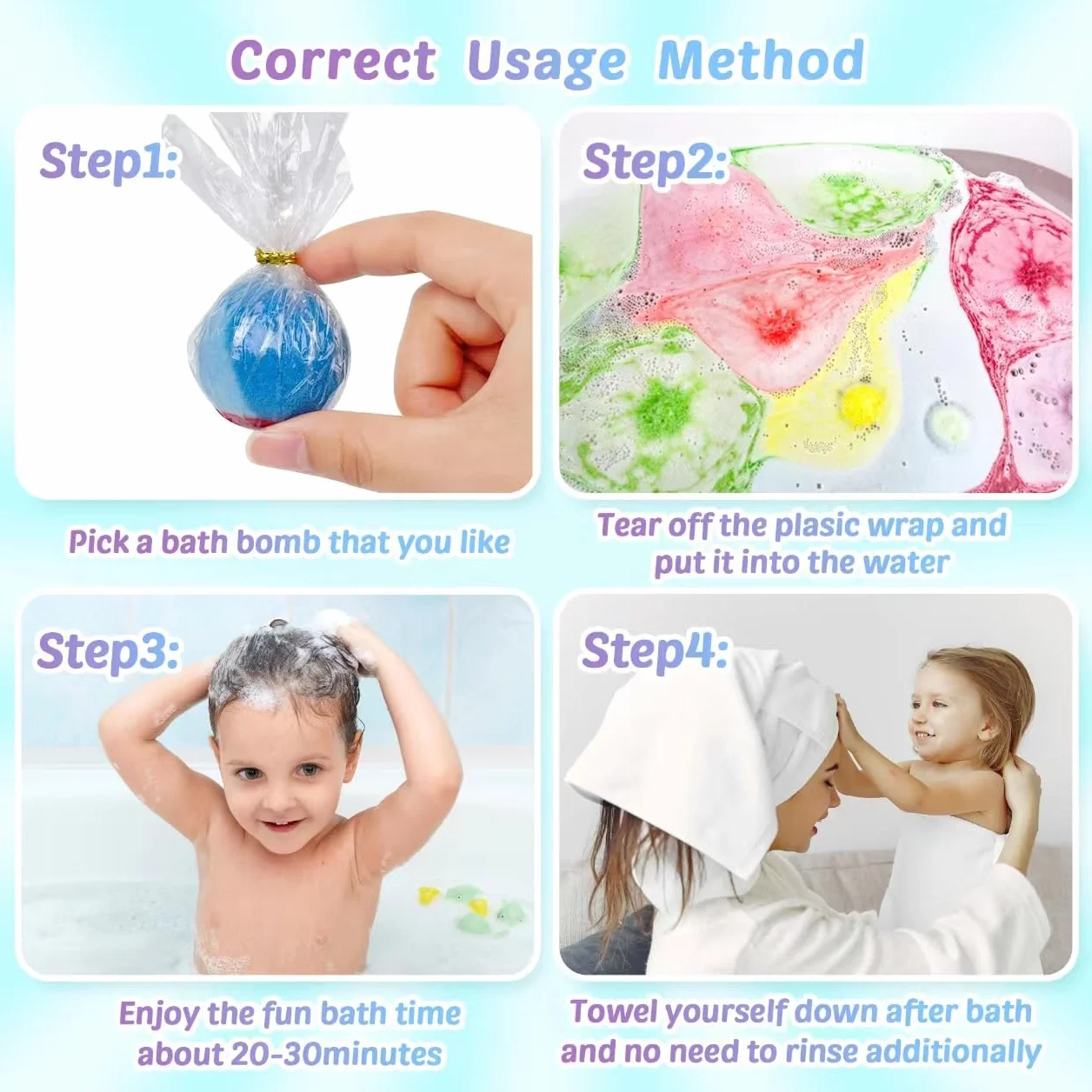 Bombes de bain bio pour enfants avec jouet surprise phosphorescent, 36 boules moussantes faites à la main, coffret cadeau anniversaire Pâques Noël