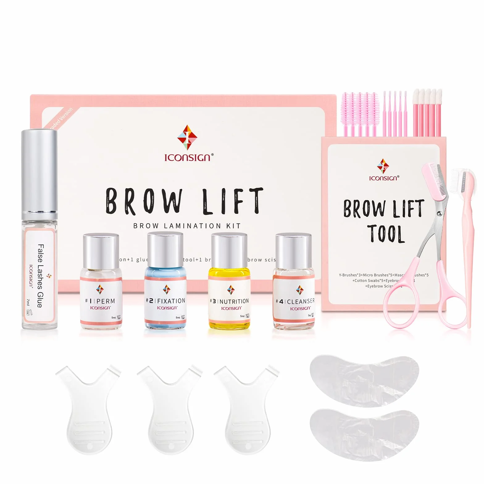 ICONSIGN Kit de Lamination de Sourcils, Kit de Lifting de Sourcils Semi-Permanent Professionnel,Durée de vie jusqu'à 8 semaines, Convient pour le salon et la maison