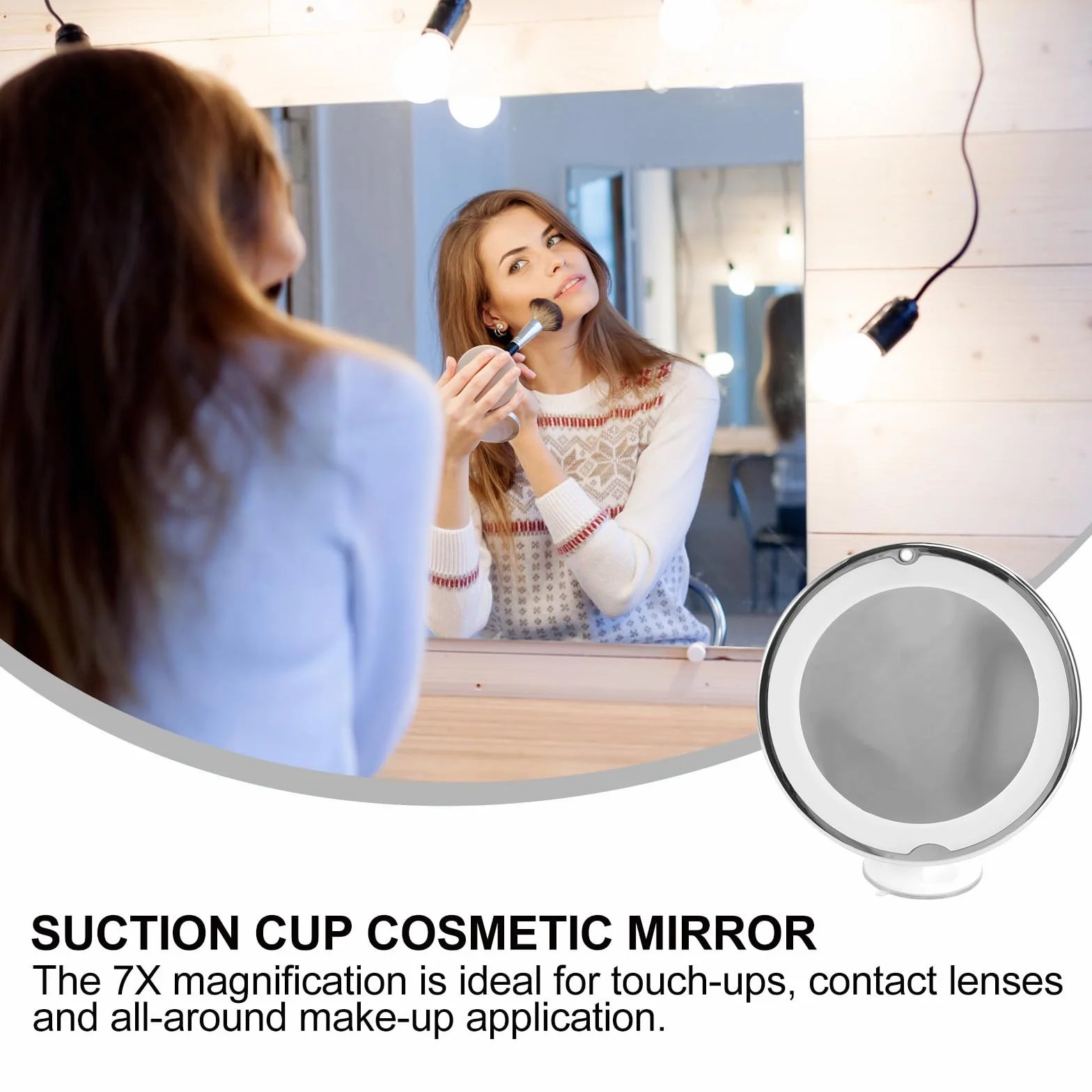 ibasenice Miroir de Maquillage Grossissant 7X Rond LED Blanc