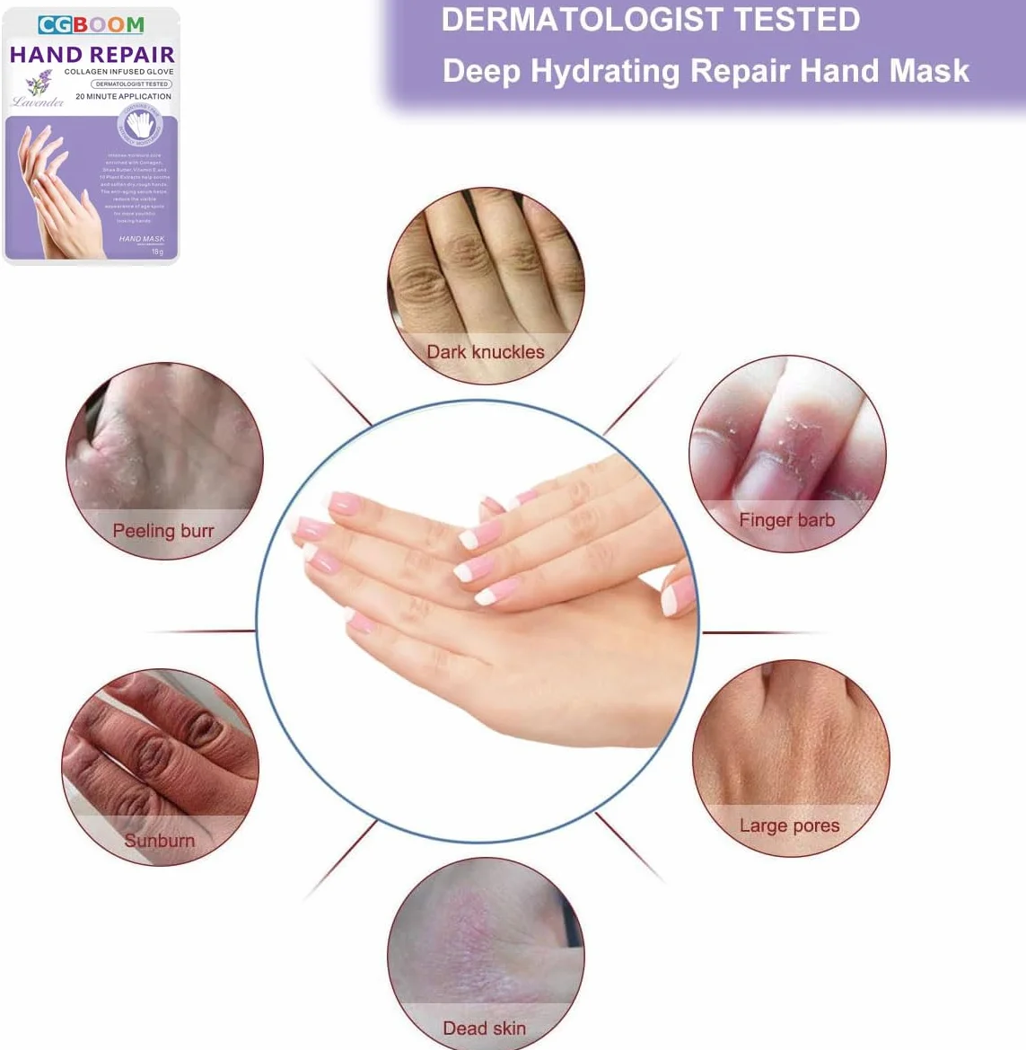 Masques hydratants et exfoliants pour les mains - Lot de 5 - Gants nourrissants pour peau sèche et craquelée