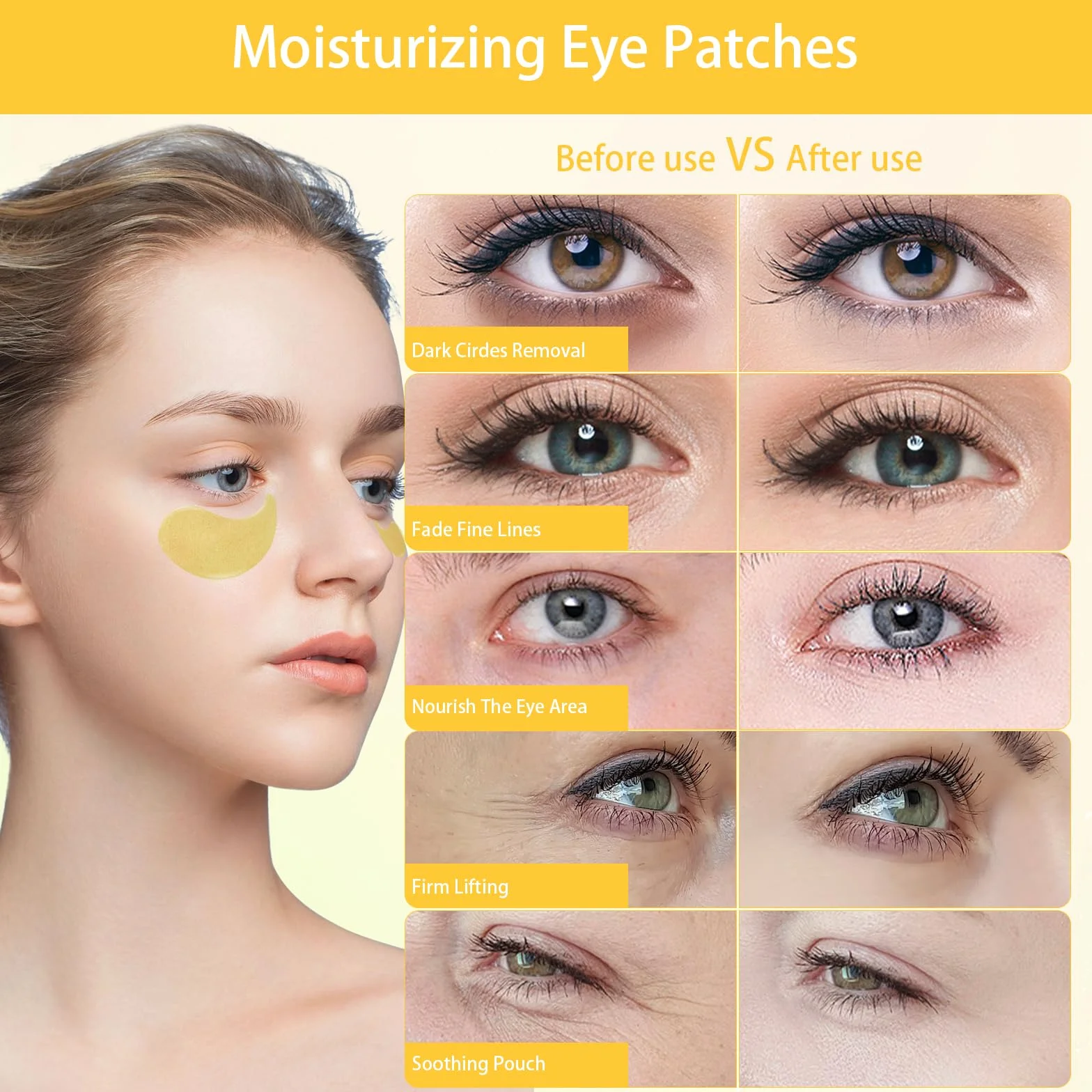 Patchs Yeux Anti Cernes Hyaluron Masque Yeux Hydratant 60 Pièces