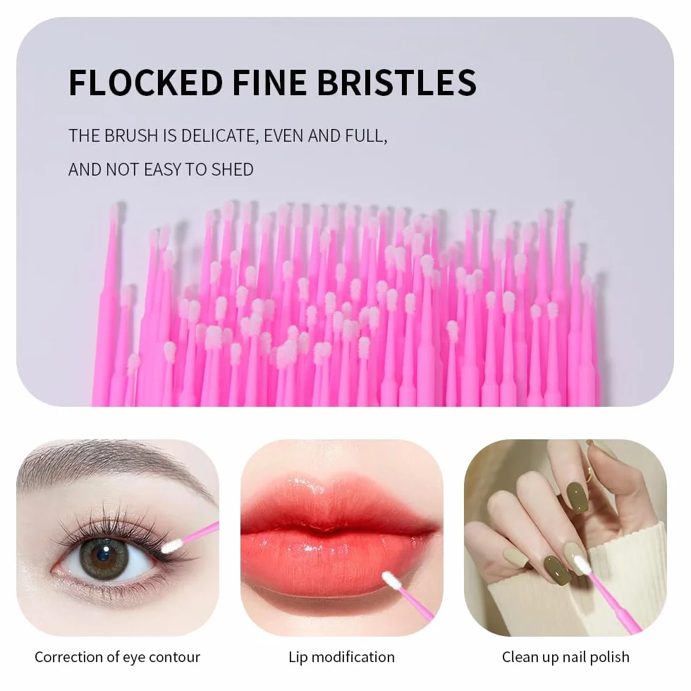 300pcs Brosses à Cils Brosse à Sourcils Micro Brosse à Lèvres Pinceaux Lèvre