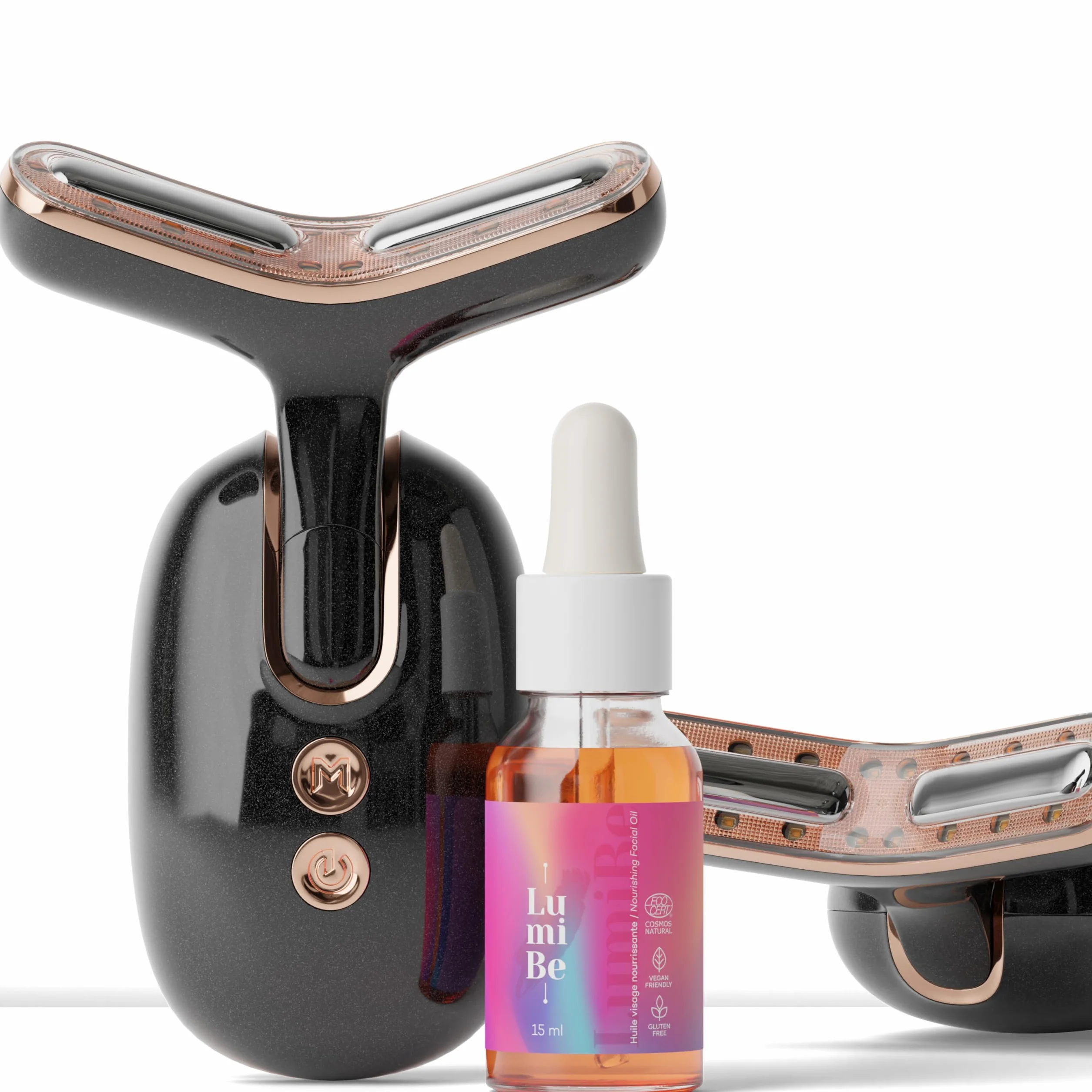 Appareil anti rides visage et cou SkinRevive Pro | Épurateur, massage du visage lifting EMS, radiofréquence et luminothérapie LED pour soin anti-âge, lift la peau (noir)