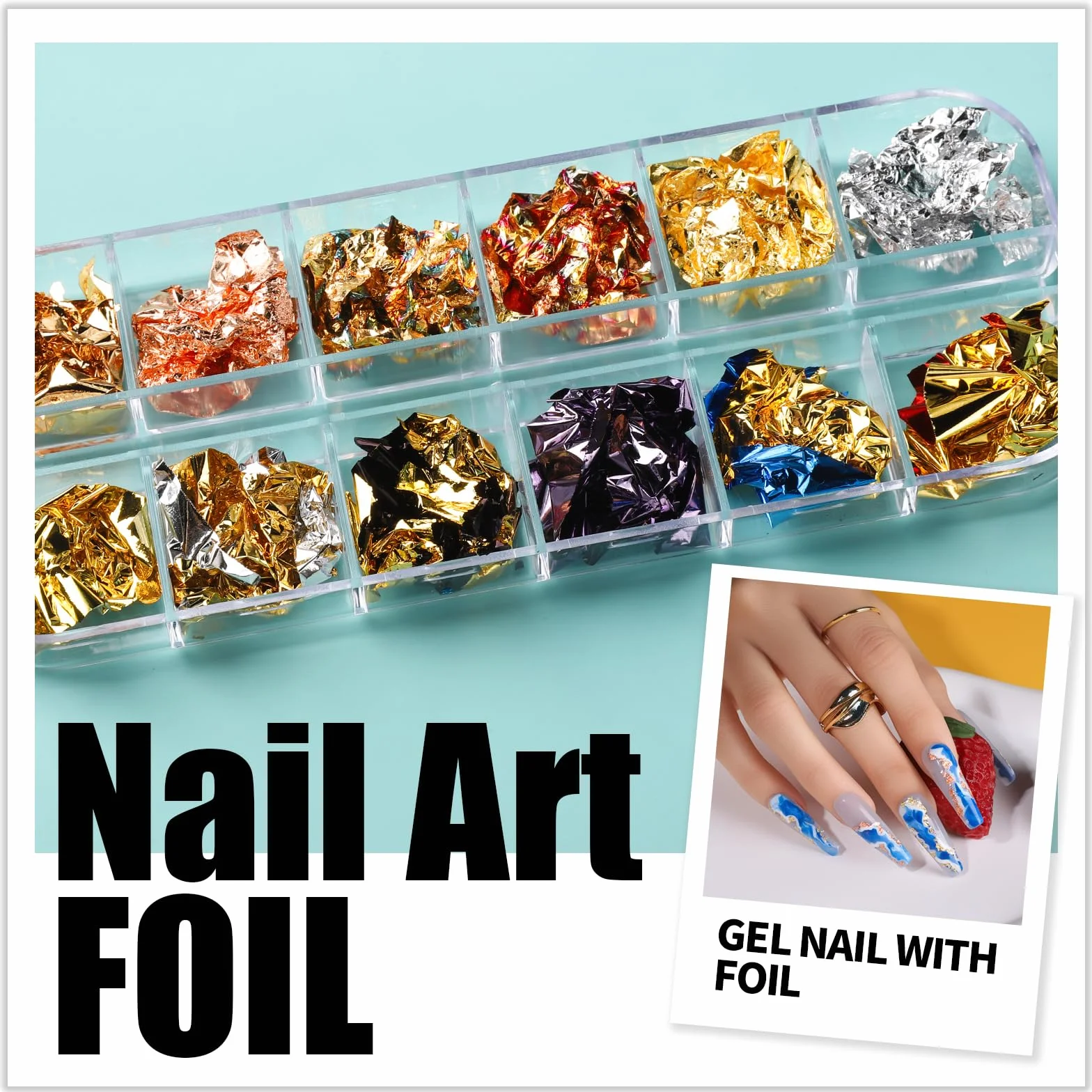 Teenitor Kit de nail art avec paillettes et autocollant à ongles, stylo à ongles pour nail art, outil de pointillage pour ongles en gel, ruban à rayures, pinceaux pour débutants