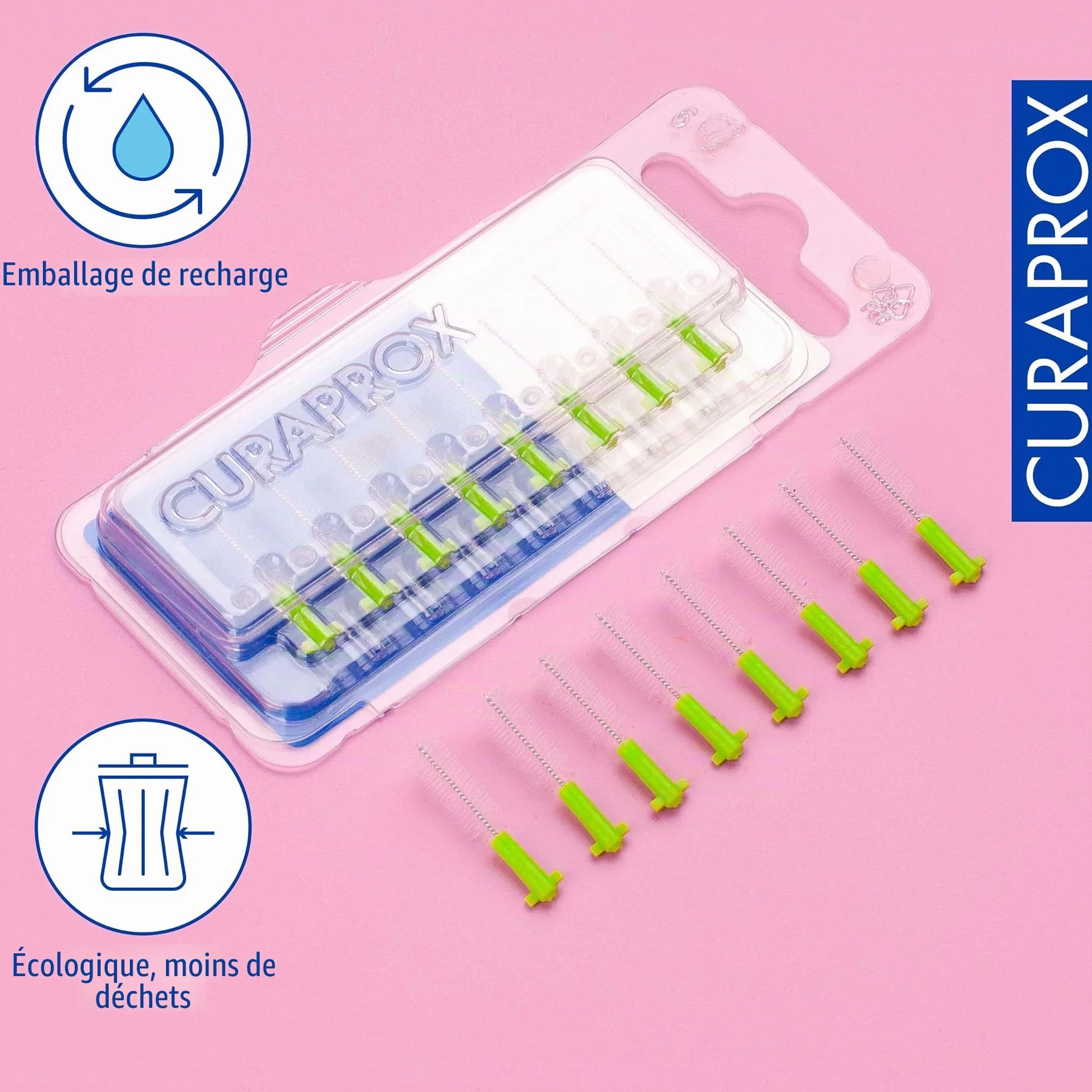 Curaprox CPS 011 Prime-ISO Taille 3 Vert Brossette Interdentaire Pack de 8 Filaments Ultra-Fins