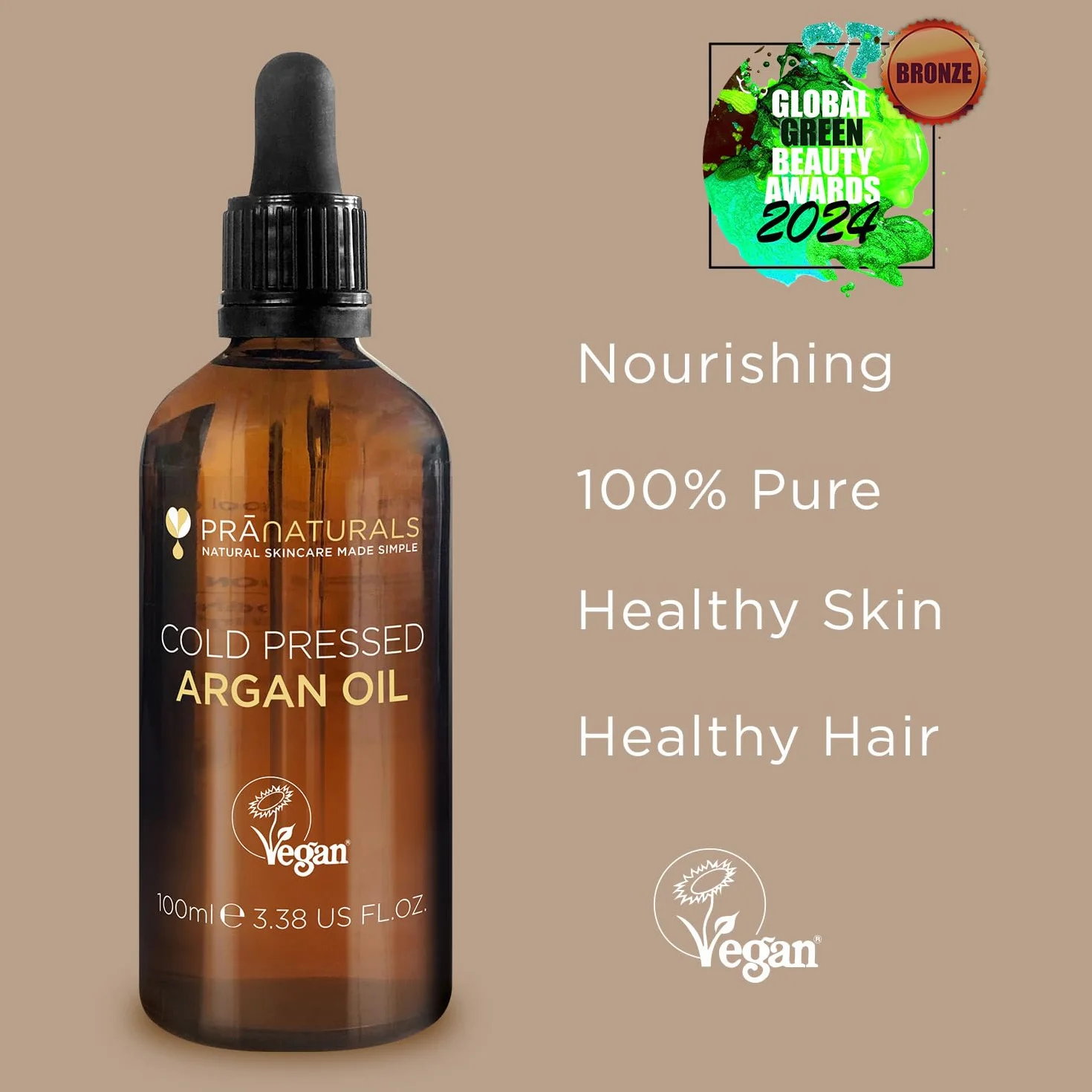 Huile d'Argan Marocaine Pure & Naturelle 100ml - Riche en Vitamine E pour Peau, Cheveux & Ongles Sains
